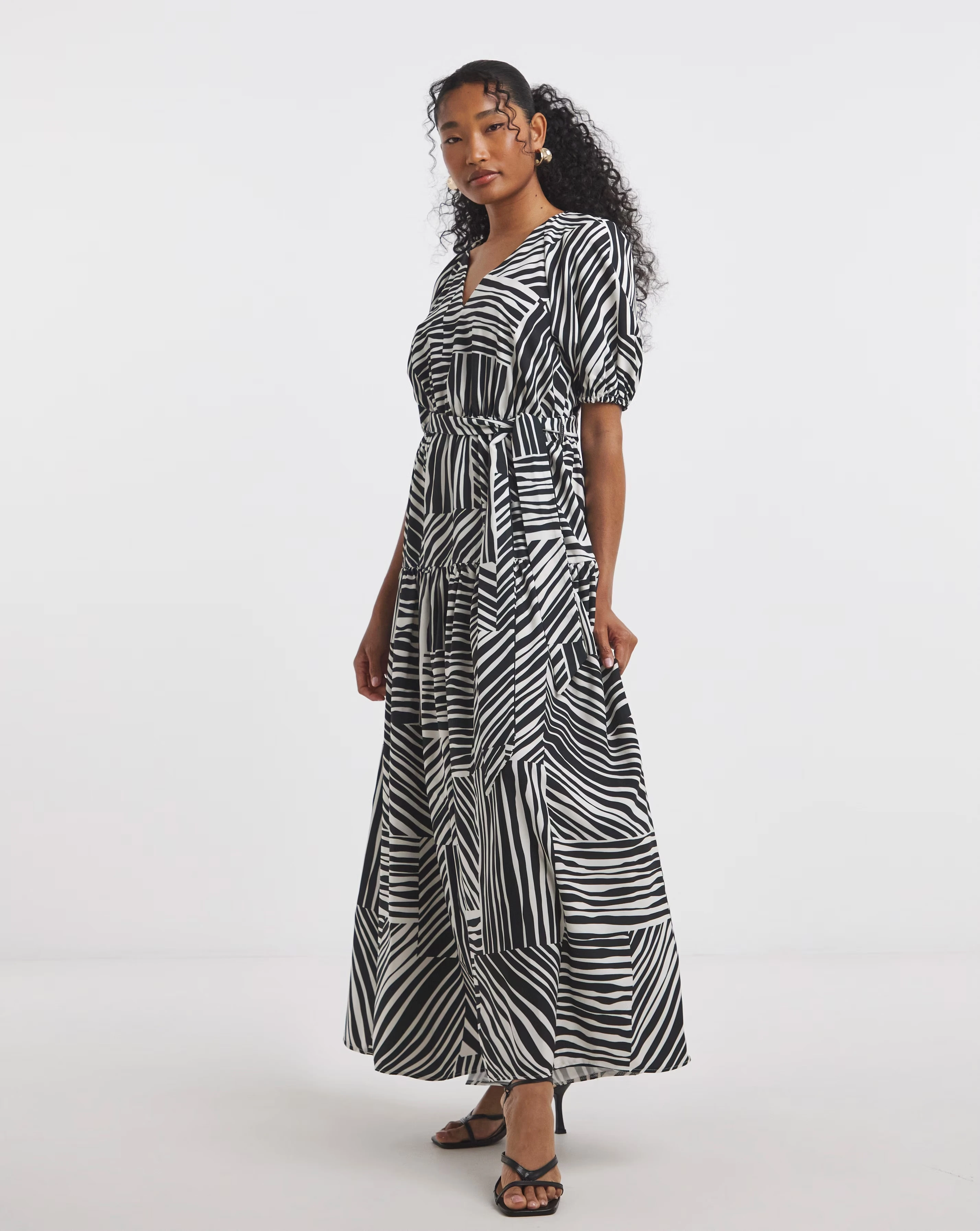 Flounce London Black Crepe Printed Maxi Dress