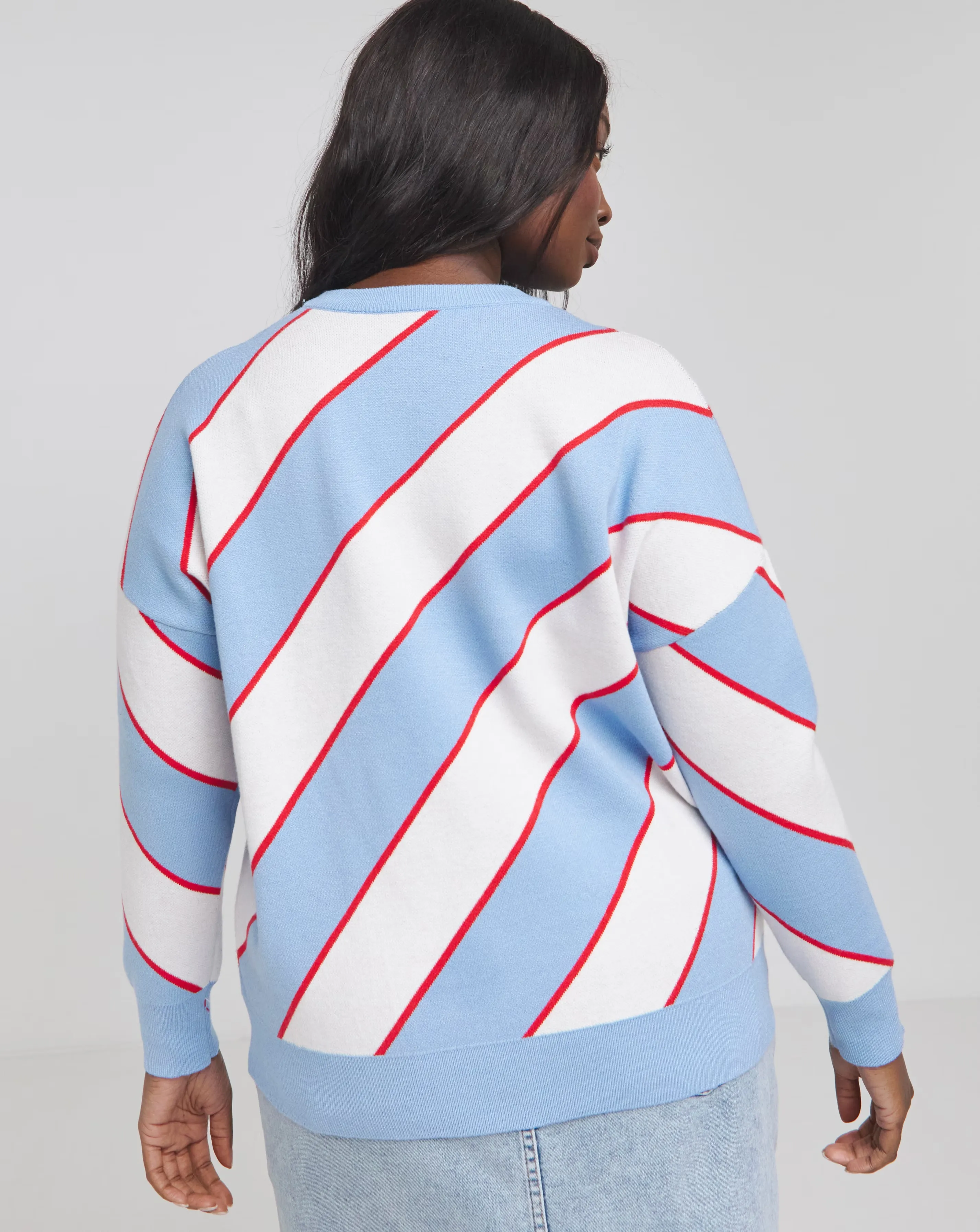 Blue and White Diagonal Stripe Jumper
