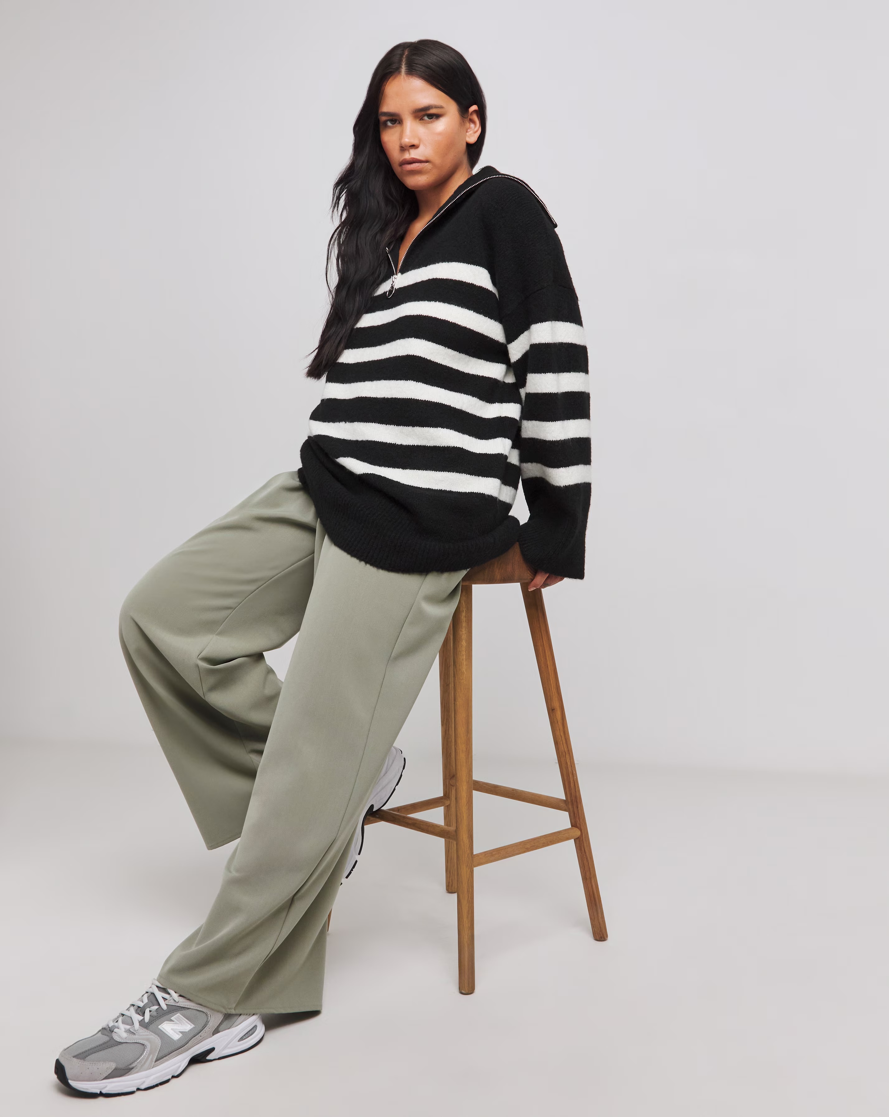 Mono Stripe Zip Neck Longline Jumper 1 101655-mono-stripe-zip-neck-longline-jumper-1.jpg