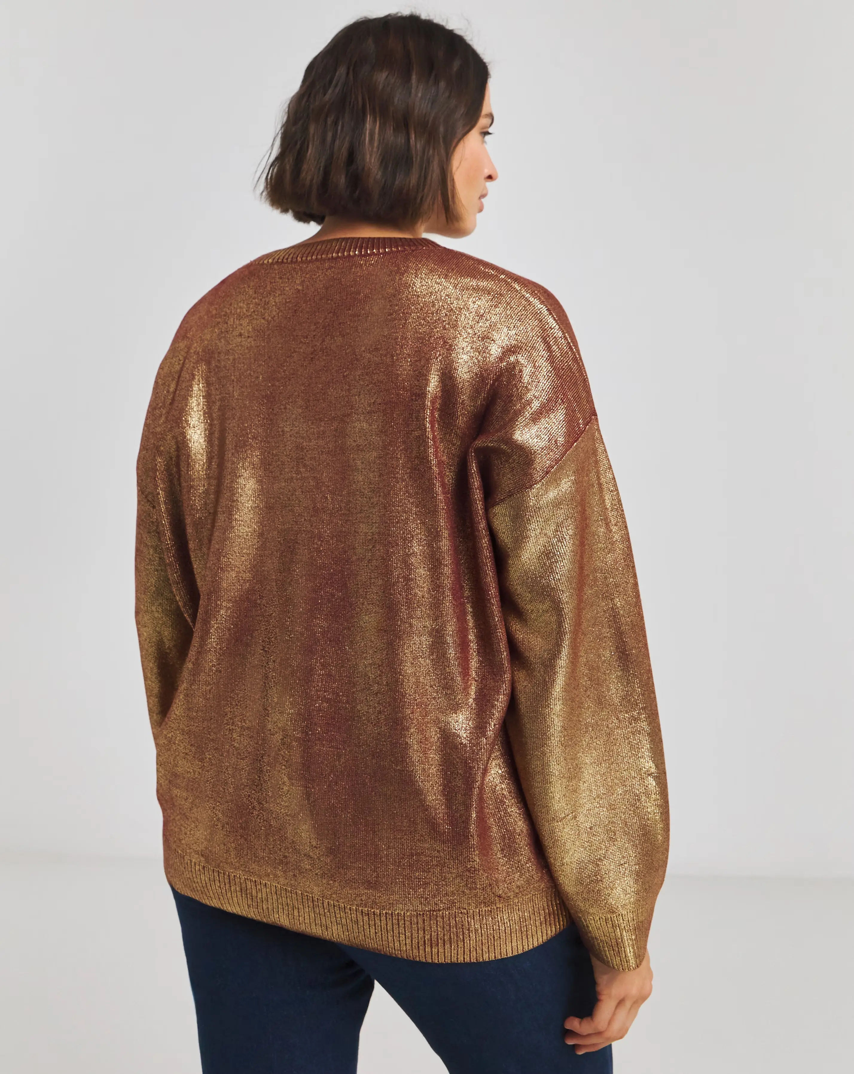 Simply Be X Twisted Wunder Gold Metallic Foil Jumper
