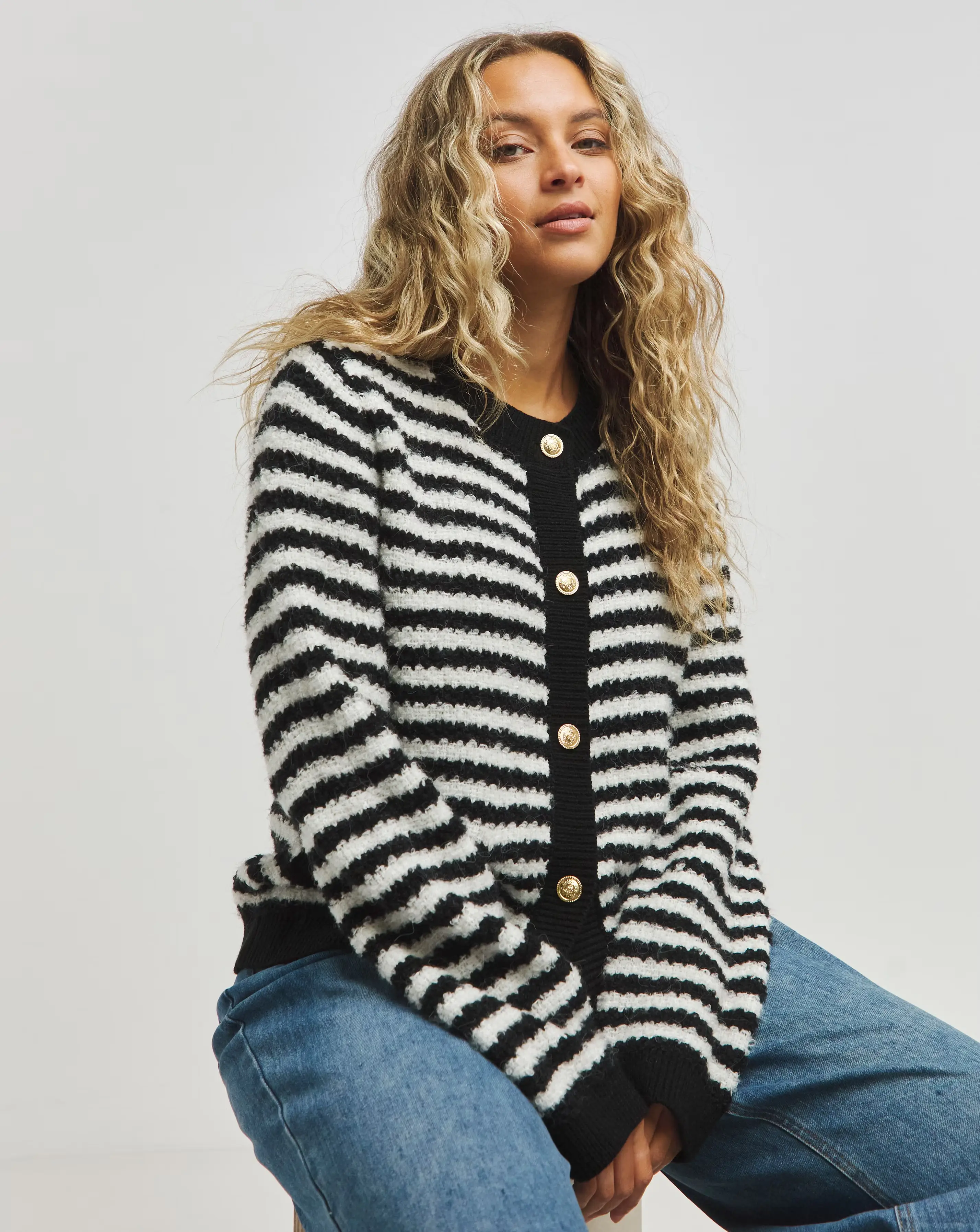 Mono Stripe Boxy Boucle Cardigan 1 101931-mono-stripe-boxy-boucle-cardigan-1.webp