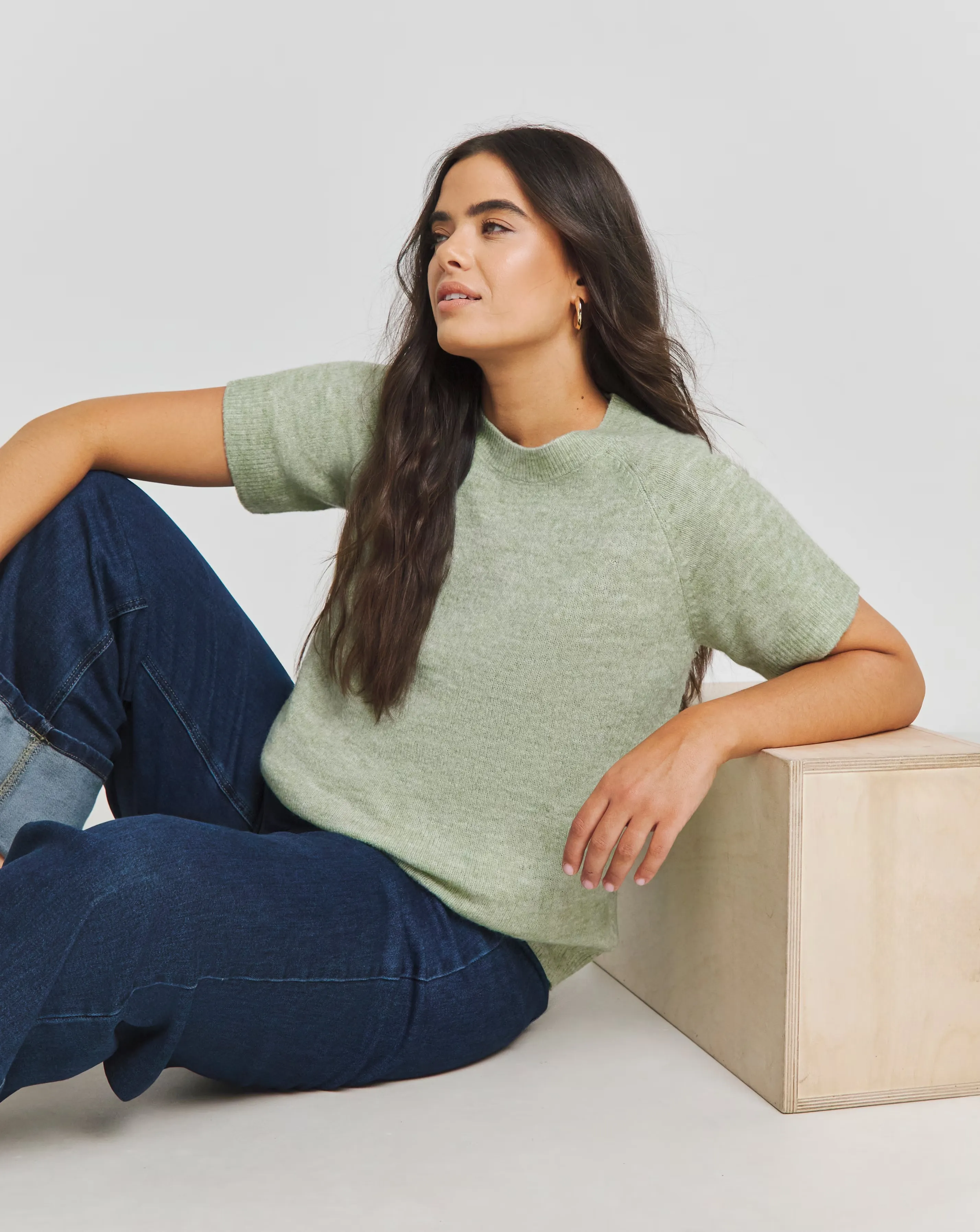 Sage Short Sleeve Crew Neck Jumper 1 102191-sage-short-sleeve-crew-neck-jumper-1.webp