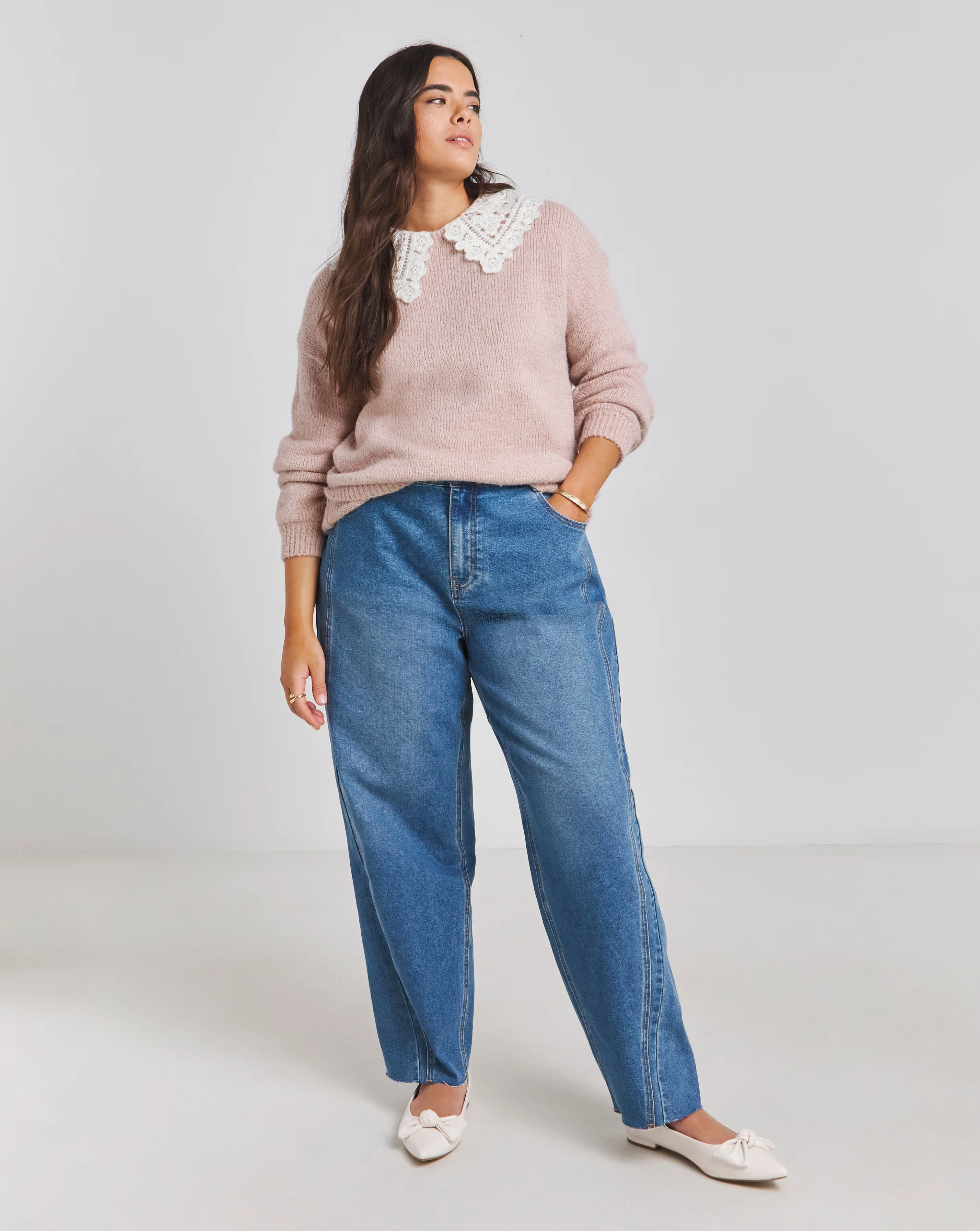 Blush Pink Collar Detail Jumper