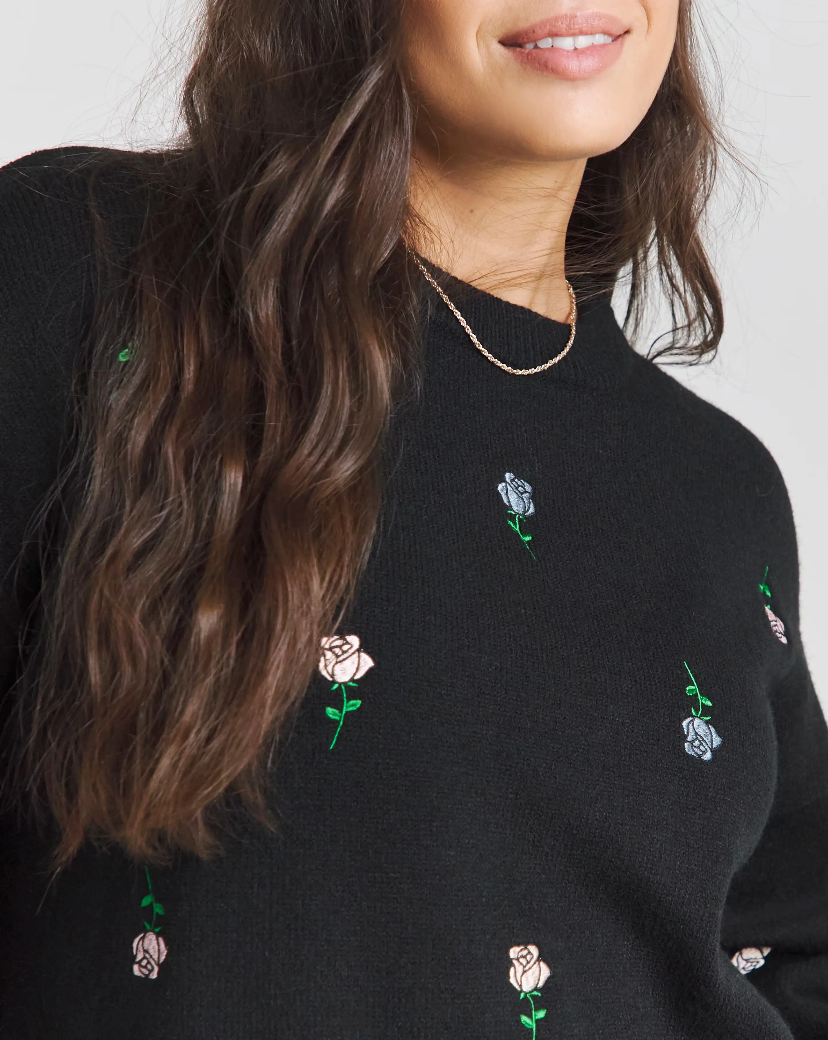 Black Rose Embroidered Jumper