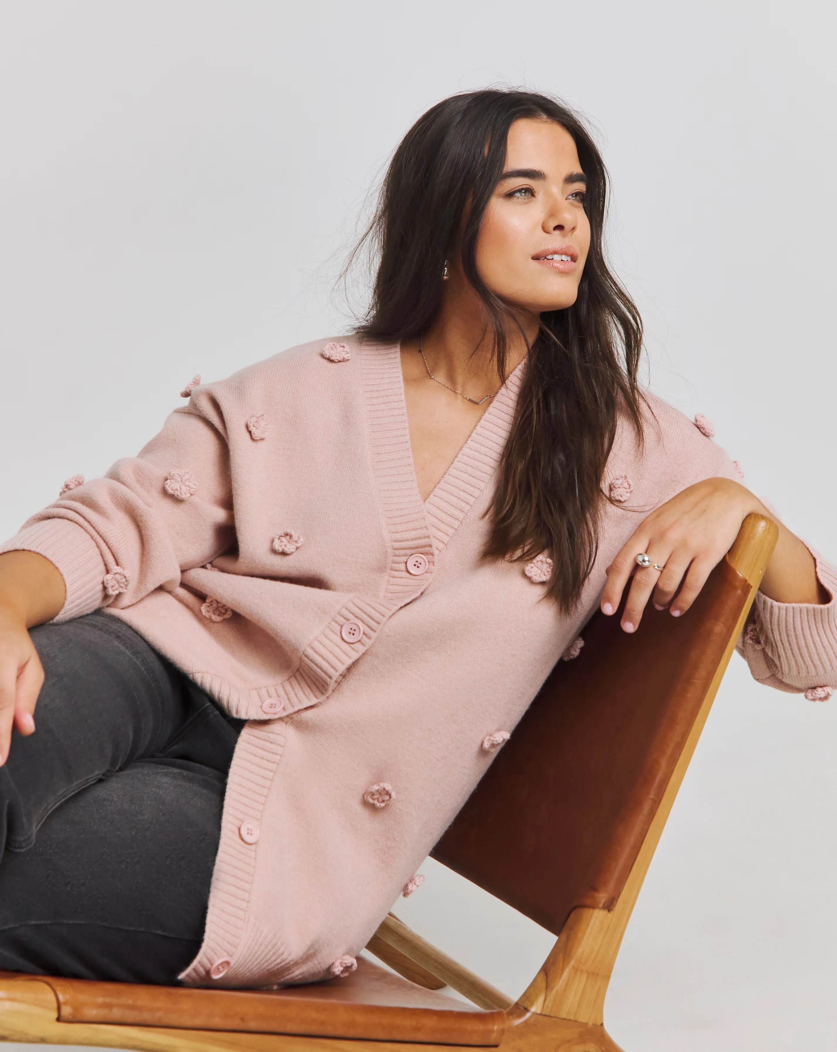 Simply Be Pink Floral Applique Cardigan