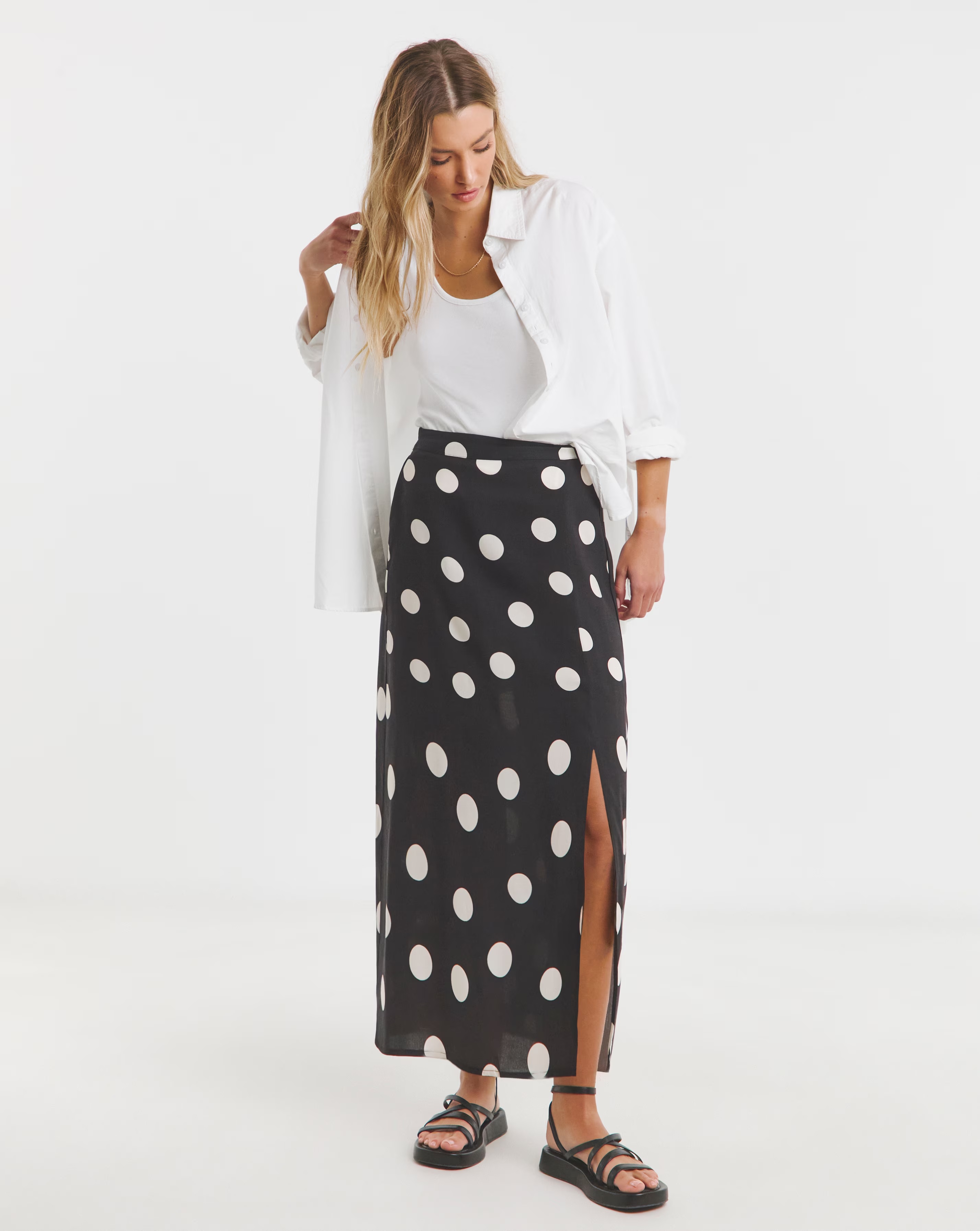 Simply Be Mono Spot Print Midi Skirt