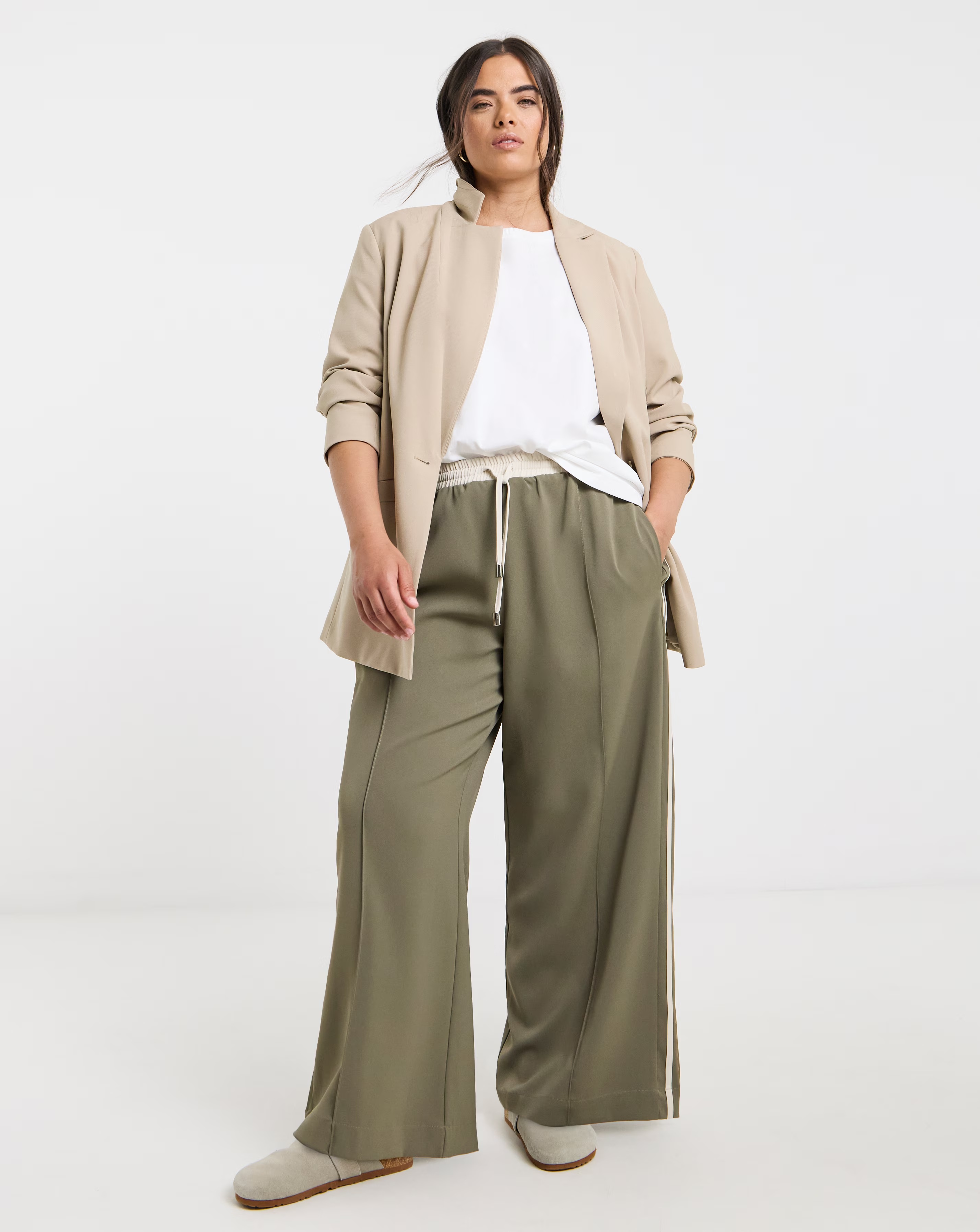 Simply Be Side Stripe Contrast Waistband Trouser