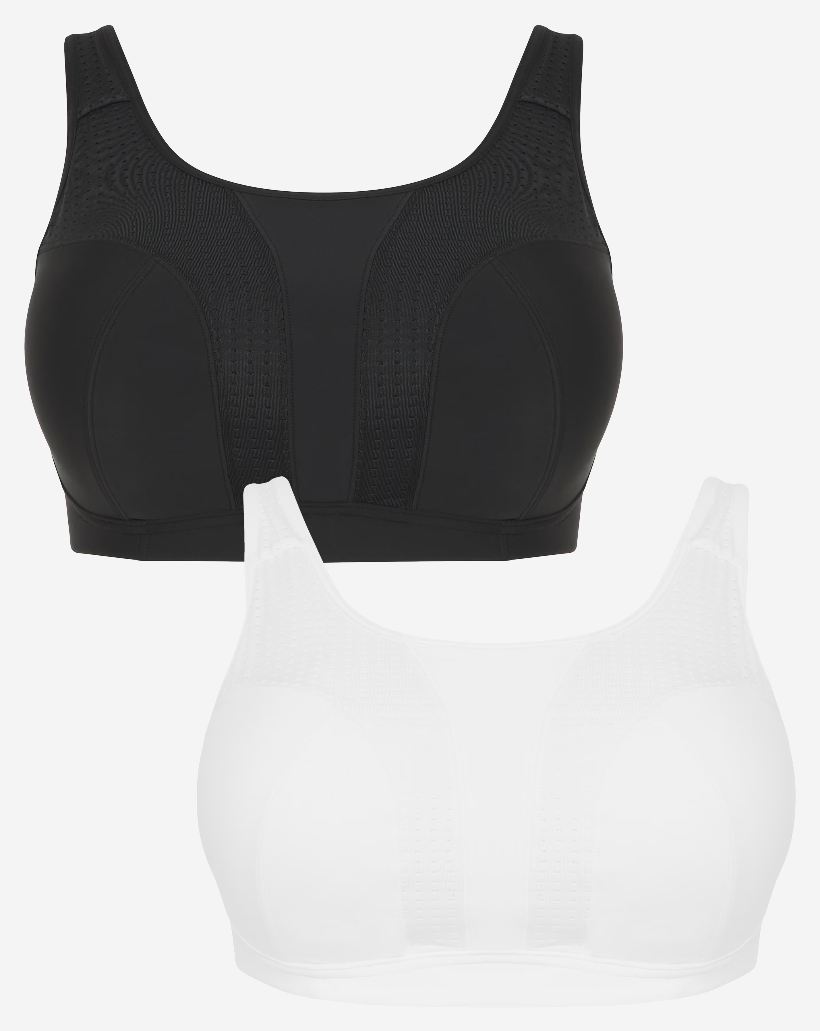 Pretty Secrets 2 Pack Medium Control Sports Bras B-F - White/Black 1 108883-pretty-secrets-2-pack-medium-control-sports-bras-b-f-white-black-1.jpg