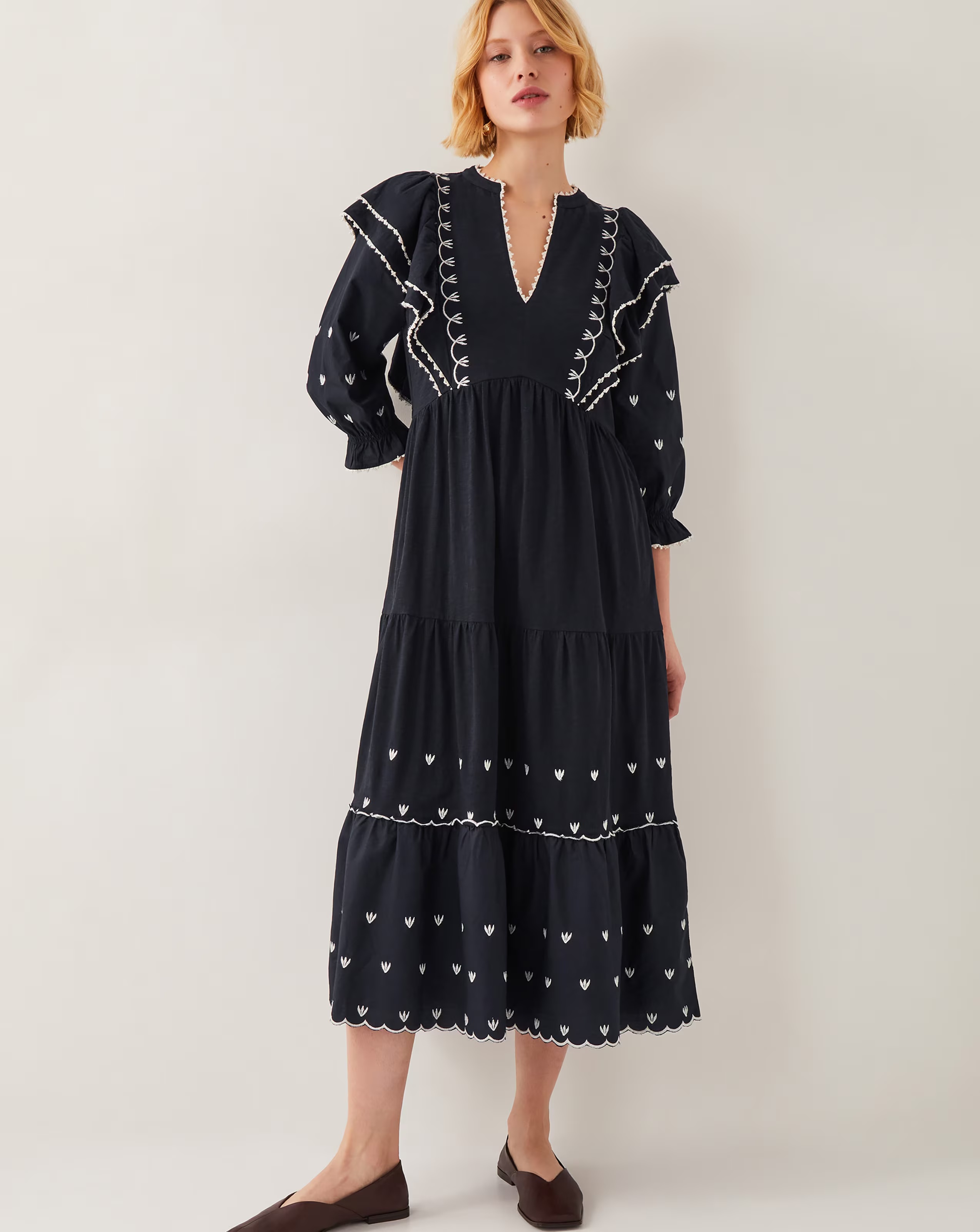 Monsoon Freya Frill Jersey Midi Dress