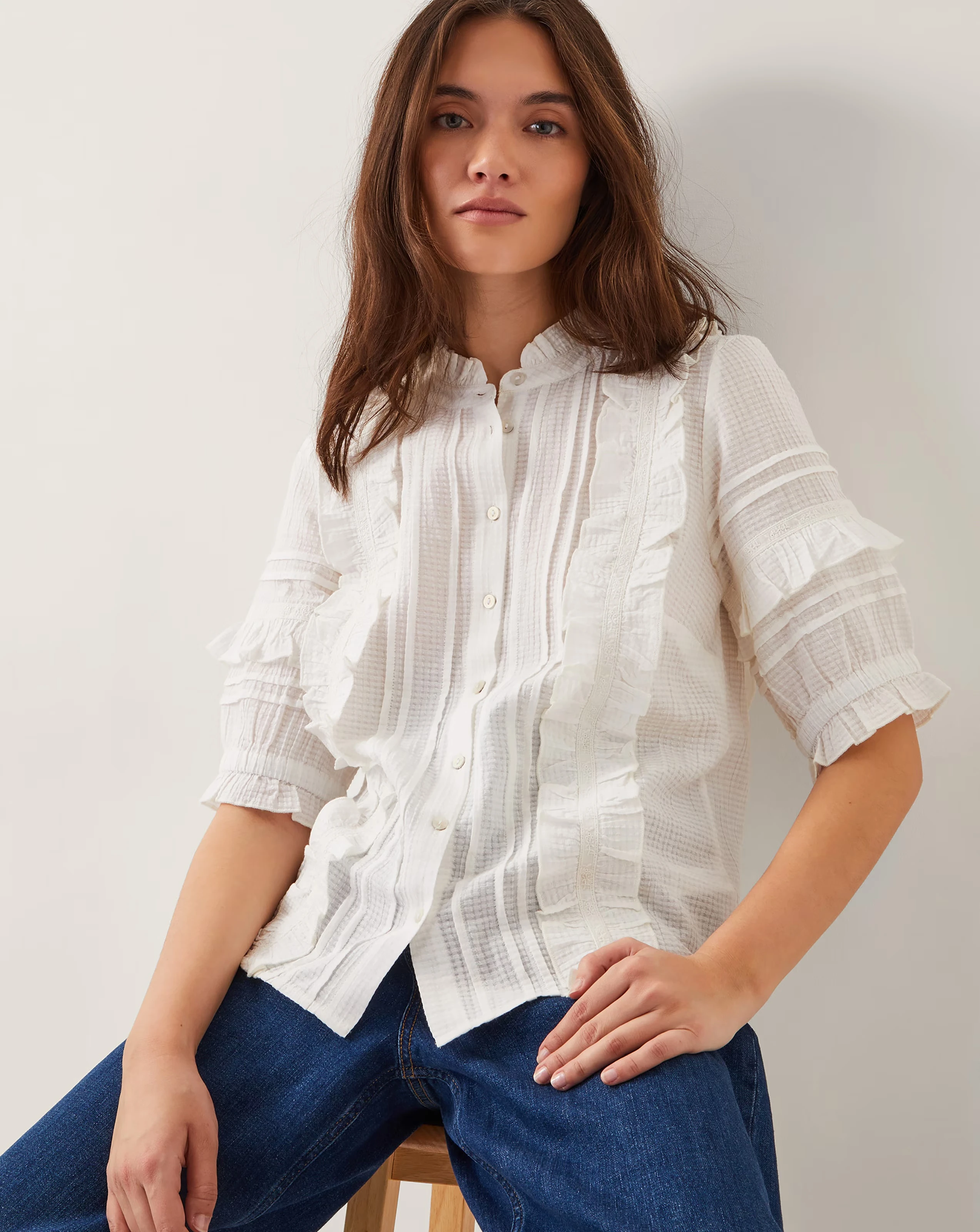Monsoon Meesha Frill Short Sleeve Shirt