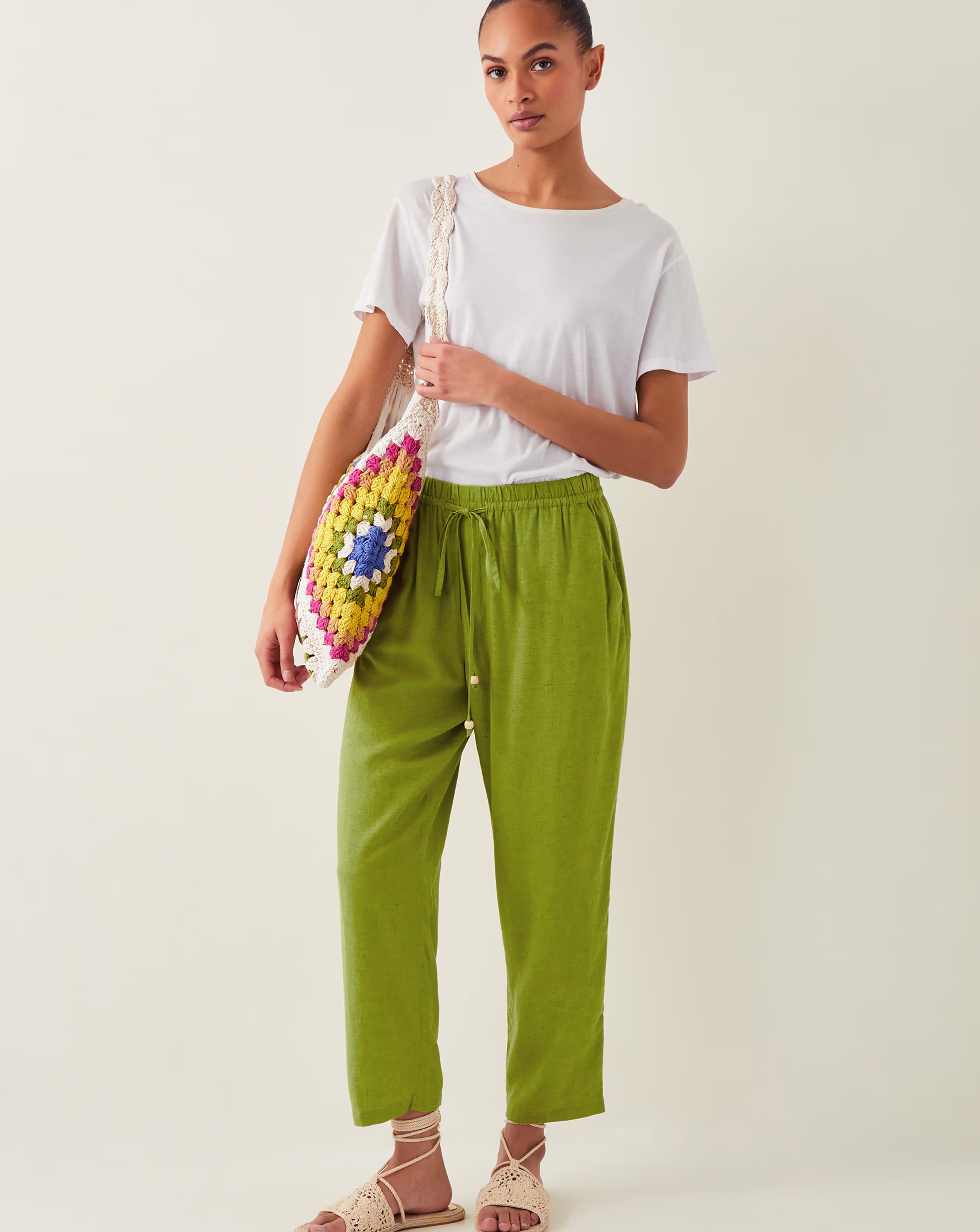 Monsoon Penina Drawstring Wide-Leg Trousers