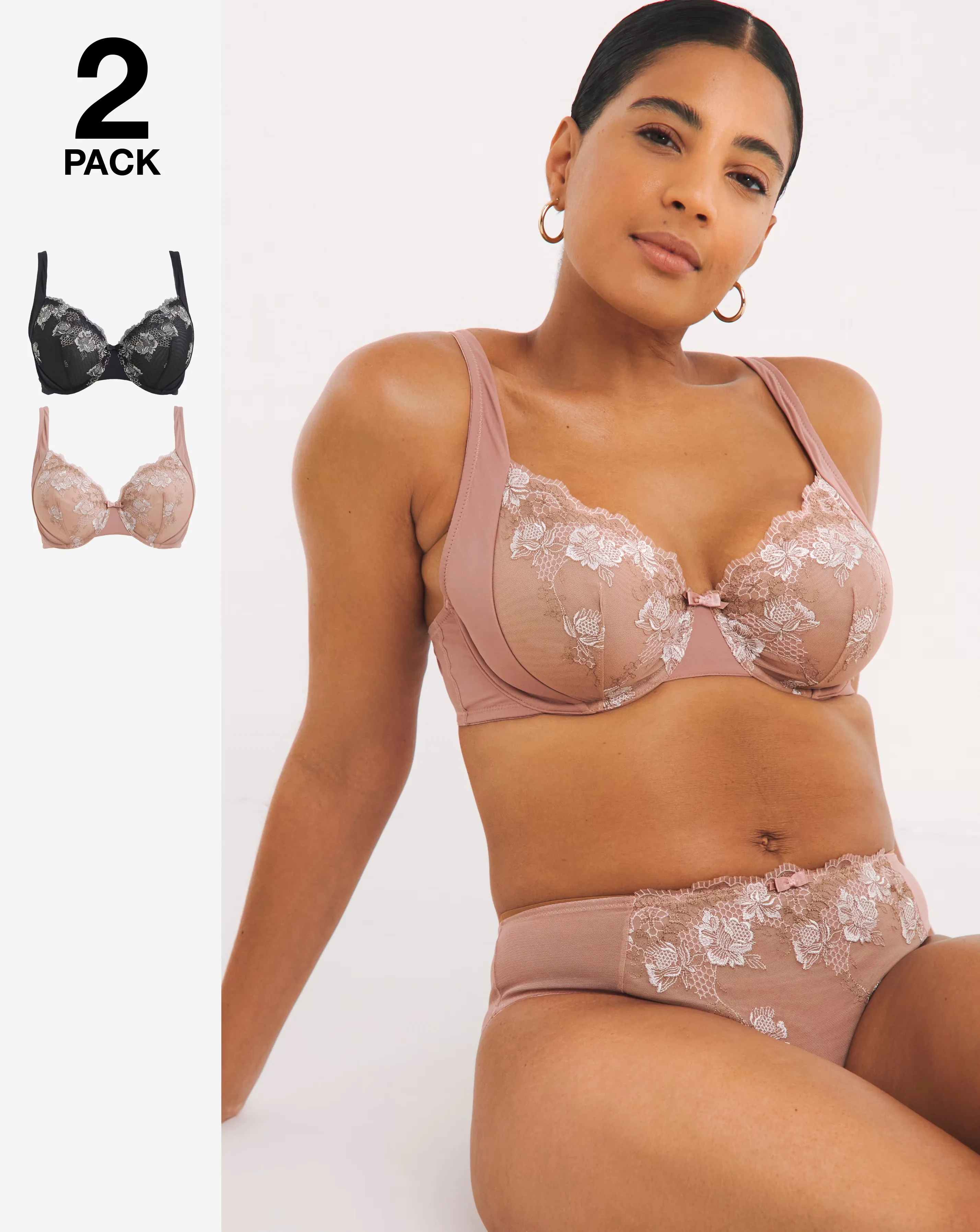 Pretty Secrets (2 Pack) Libby Full Cup Bras (B-G) Almond/Black 1 11087-pretty-secrets-2-pack-libby-full-cup-bras-b-g-almond-black-1.webp