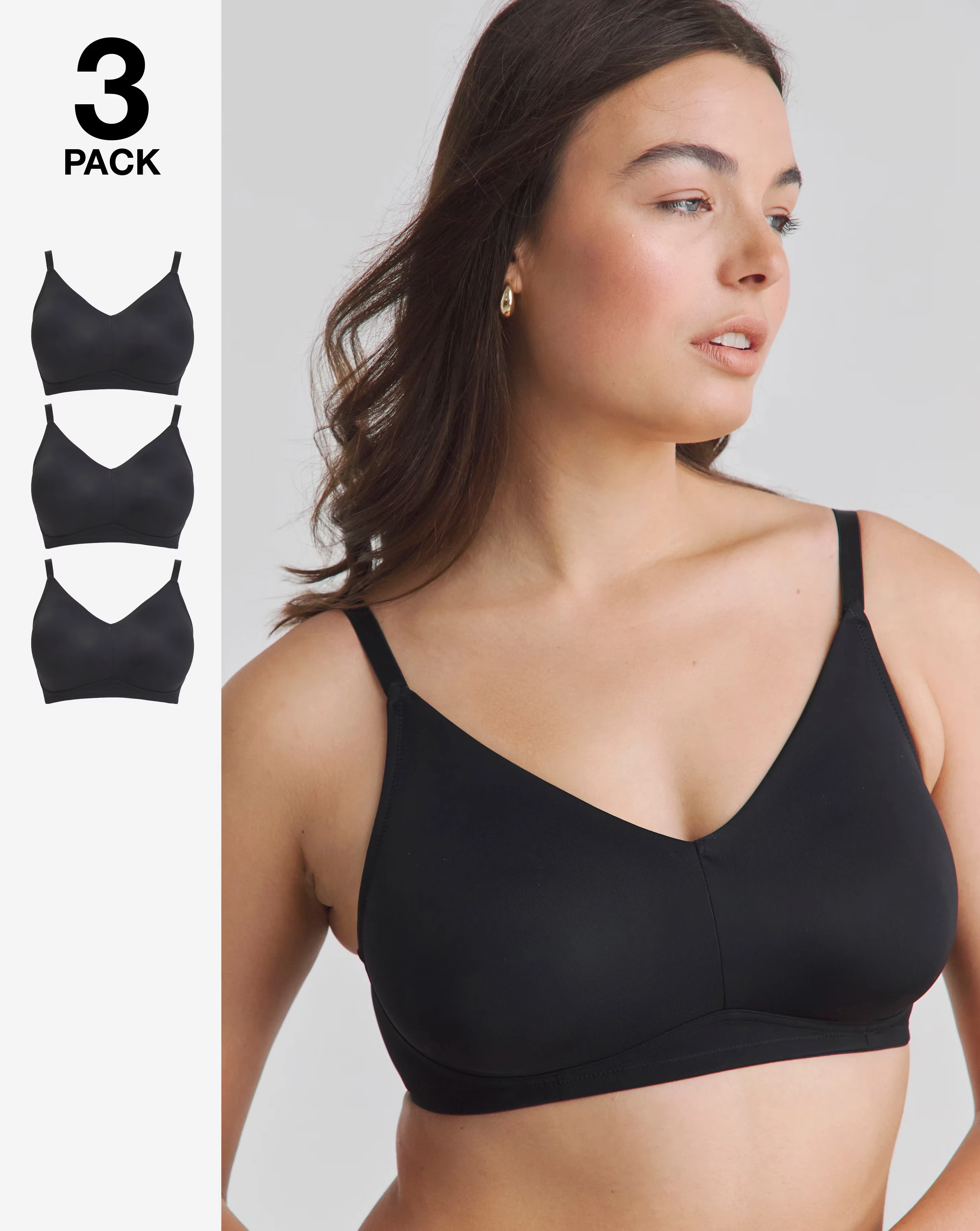 Pretty Secrets (3 Pack) New Claire Micro Moulded Full Cup Non Wired Bras (B-E)