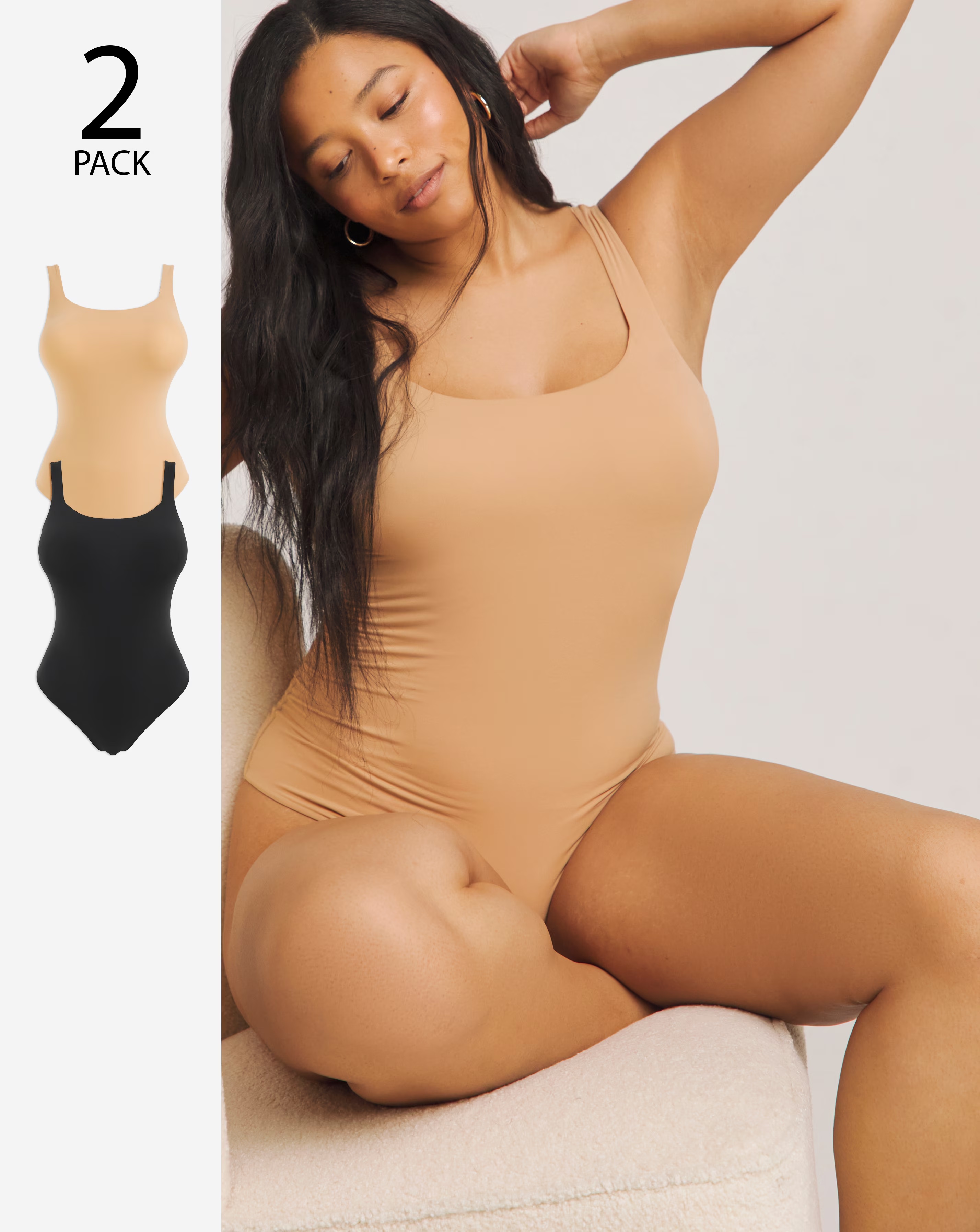 MAGISCULPT Light Control (2 Pack) Smoothing Vest Bodysuits Black/Latte
