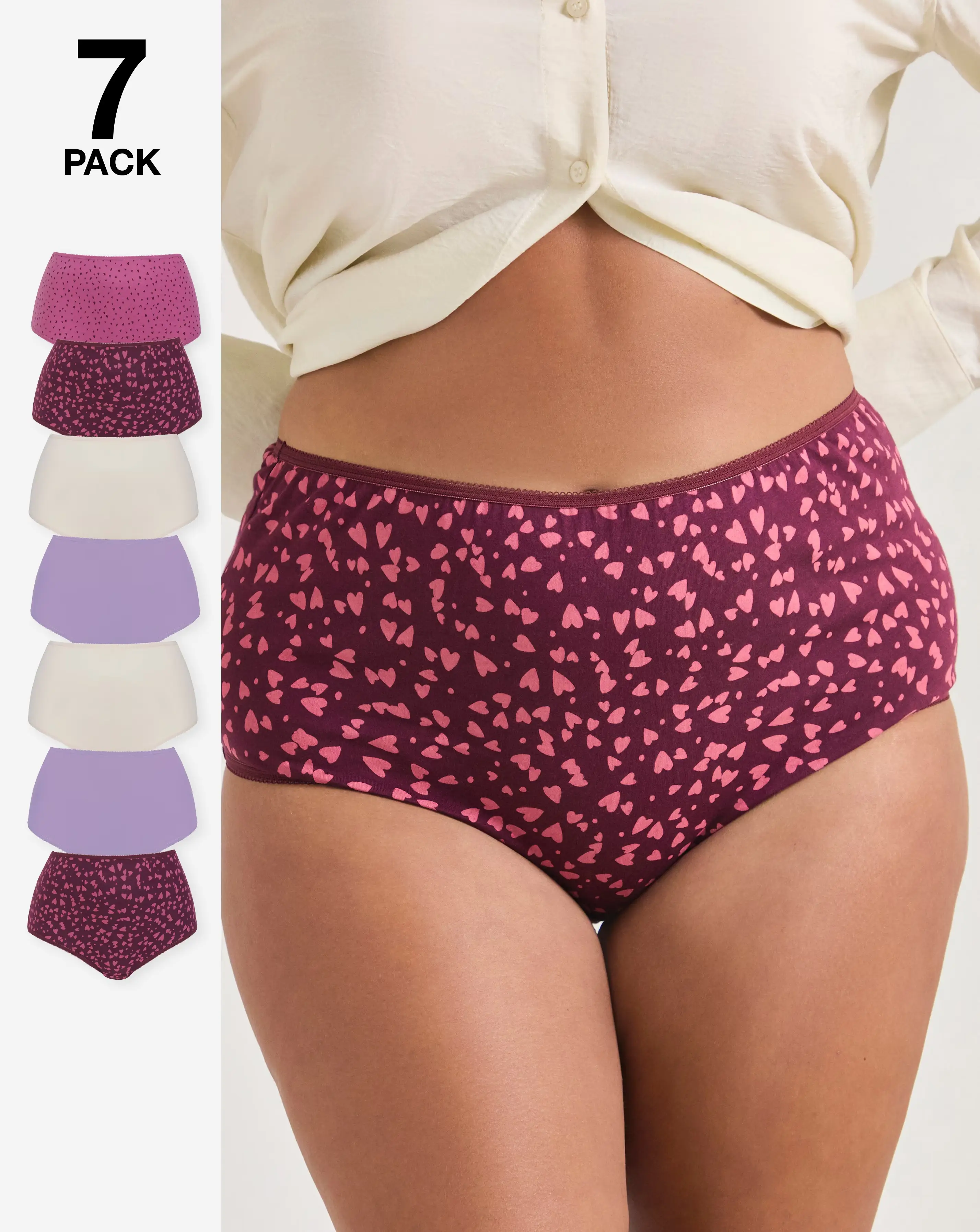 Pretty Secrets (7 Pack) Cotton Full Fit Brief Knickers Heart Print 1 114045-pretty-secrets-7-pack-cotton-full-fit-brief-knickers-heart-print-1.webp