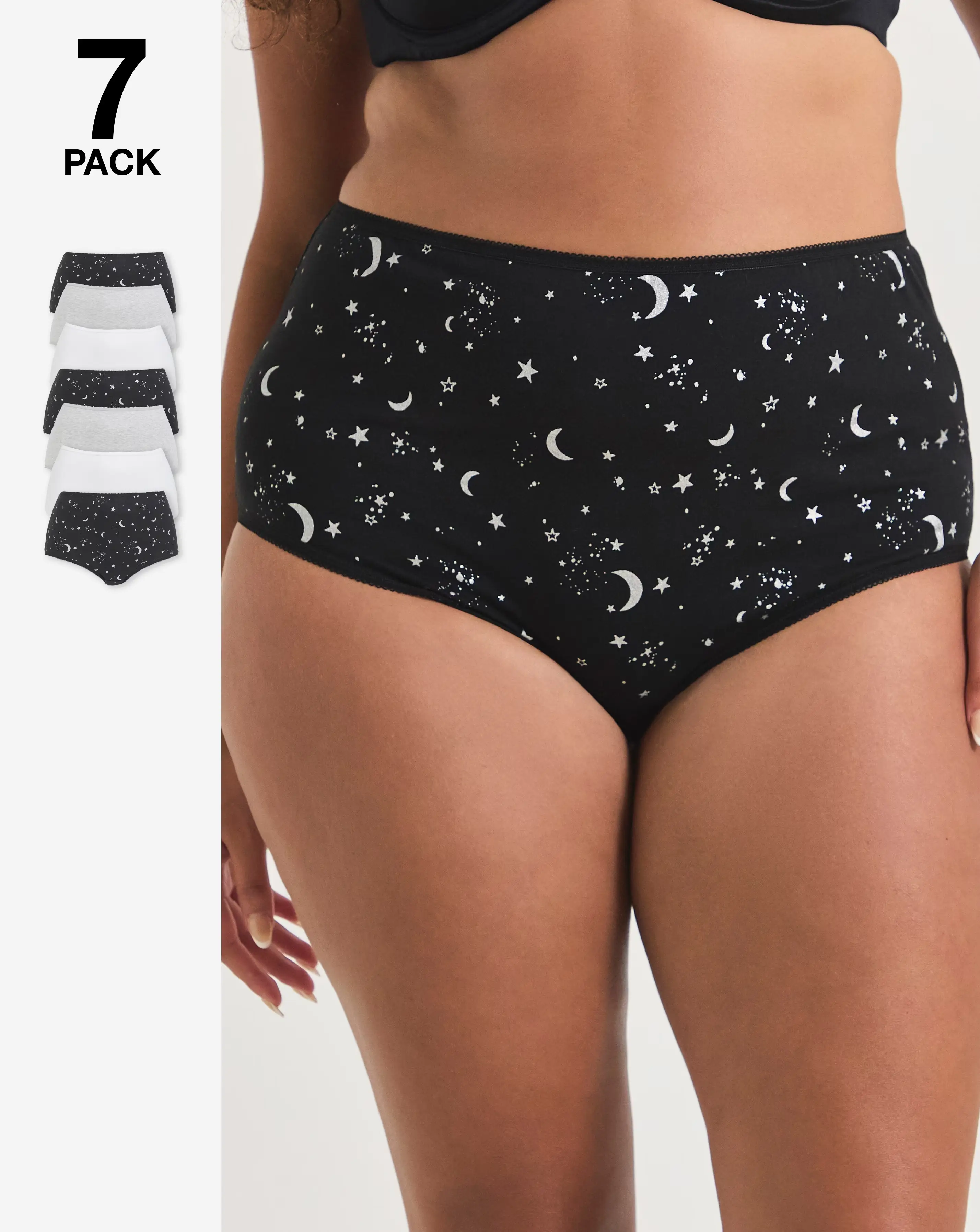Pretty Secrets (7 Pack) Cotton Full Fit Brief Knickers Grey Stars 1 114077-pretty-secrets-7-pack-cotton-full-fit-brief-knickers-grey-stars-1.webp