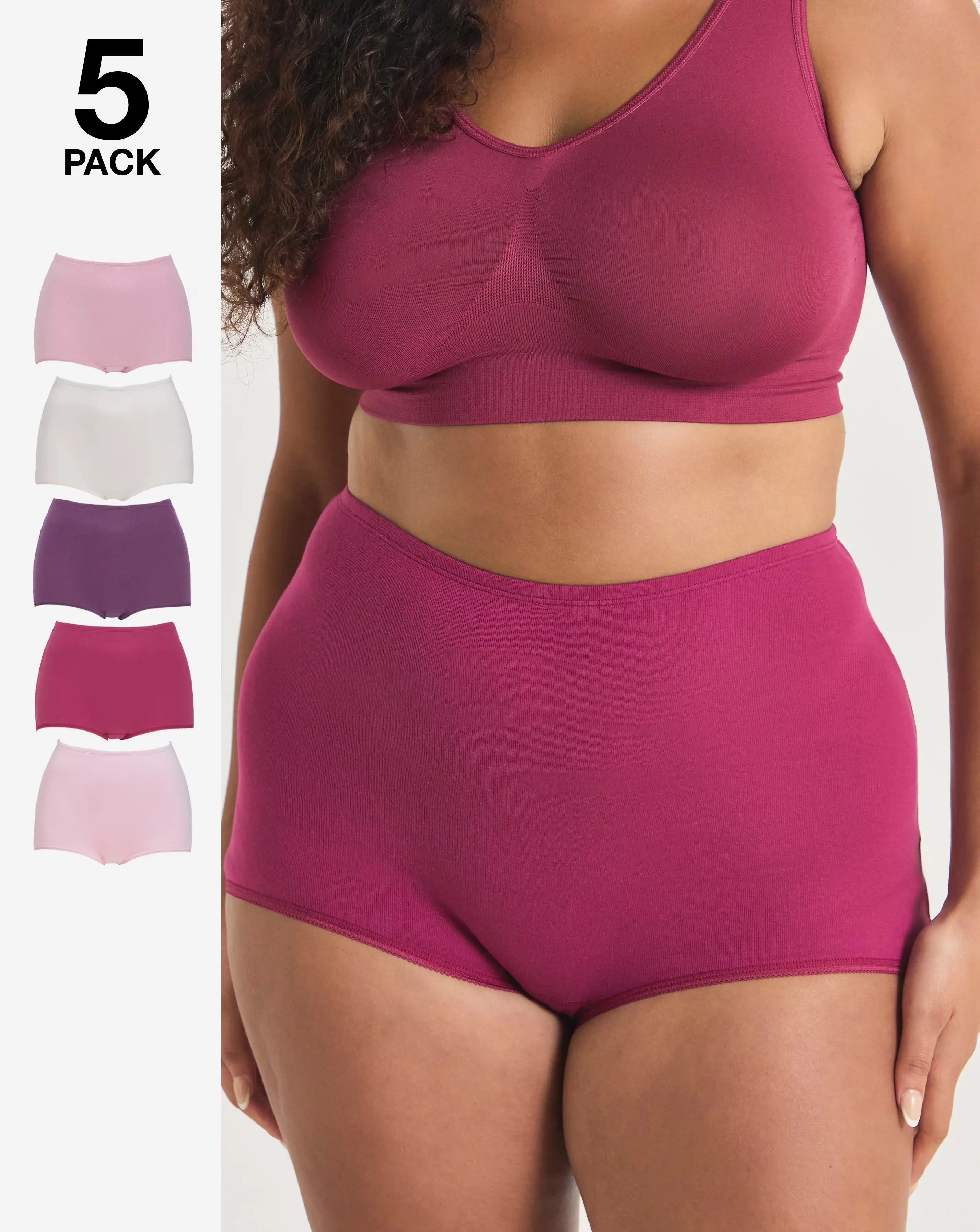 Pretty Secrets (5 Pack) Cotton Comfort Short Knickers