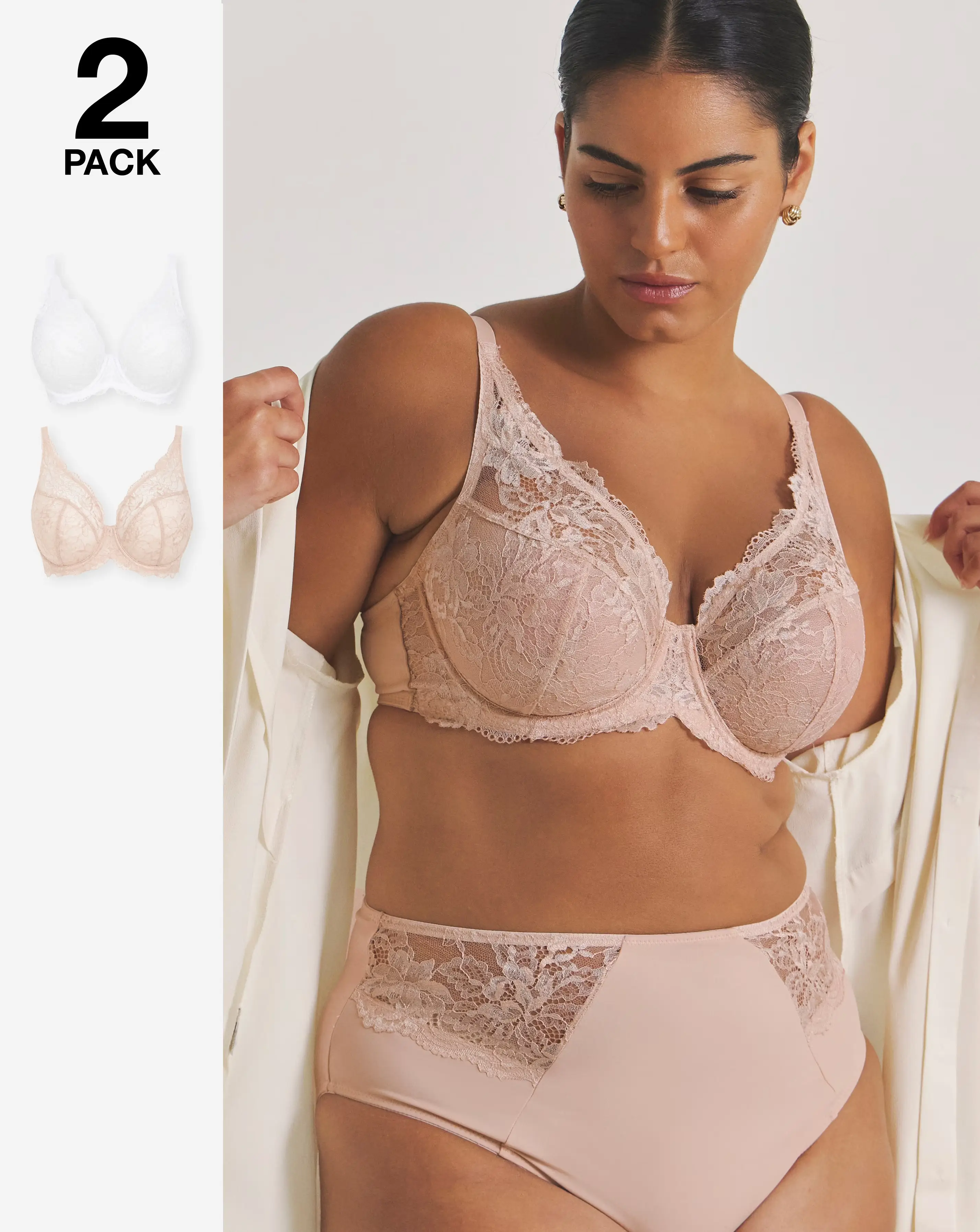 Pretty Secrets (2 Pack) New Ella Wired Full Cup Bras (C-J) Blush/White