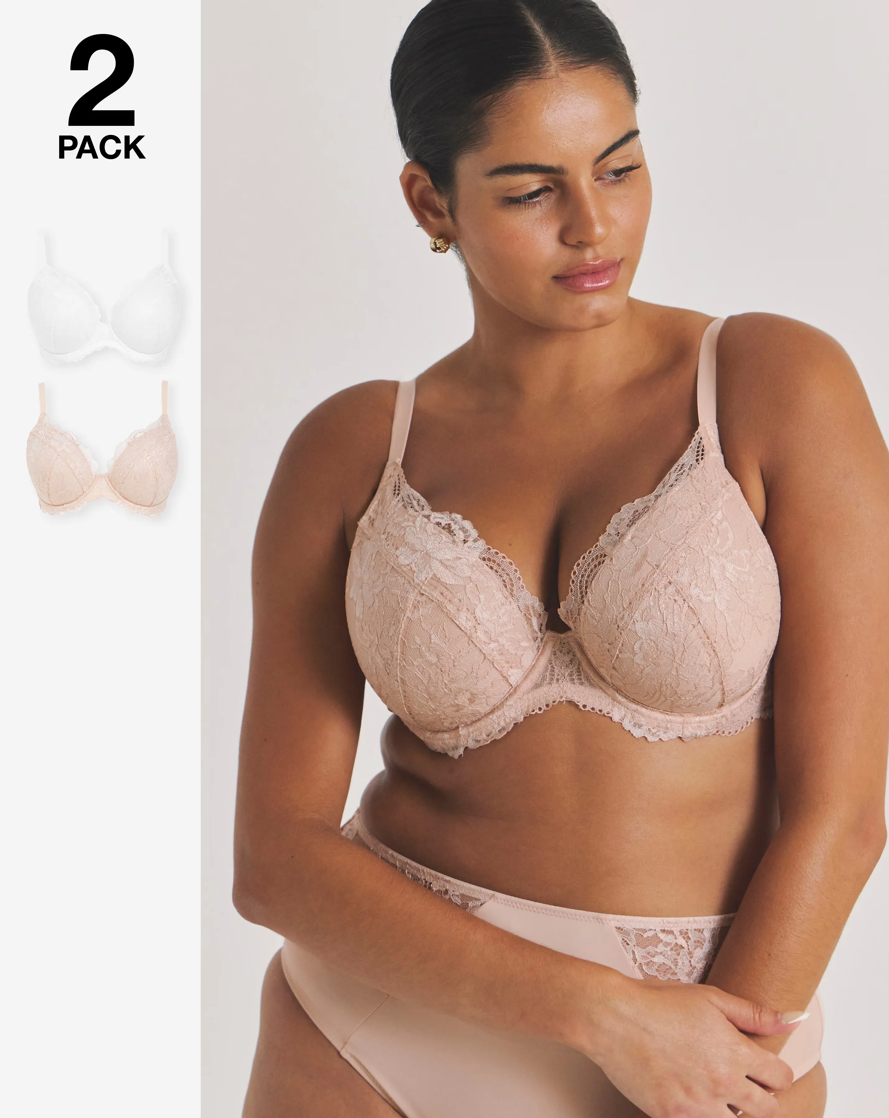 Pretty Secrets (2 Pack) New Ella Wired Padded Plunge Bras (B-G) Blush/White 1 114905-pretty-secrets-2-pack-new-ella-wired-padded-plunge-bras-b-g-blush-white-1.webp