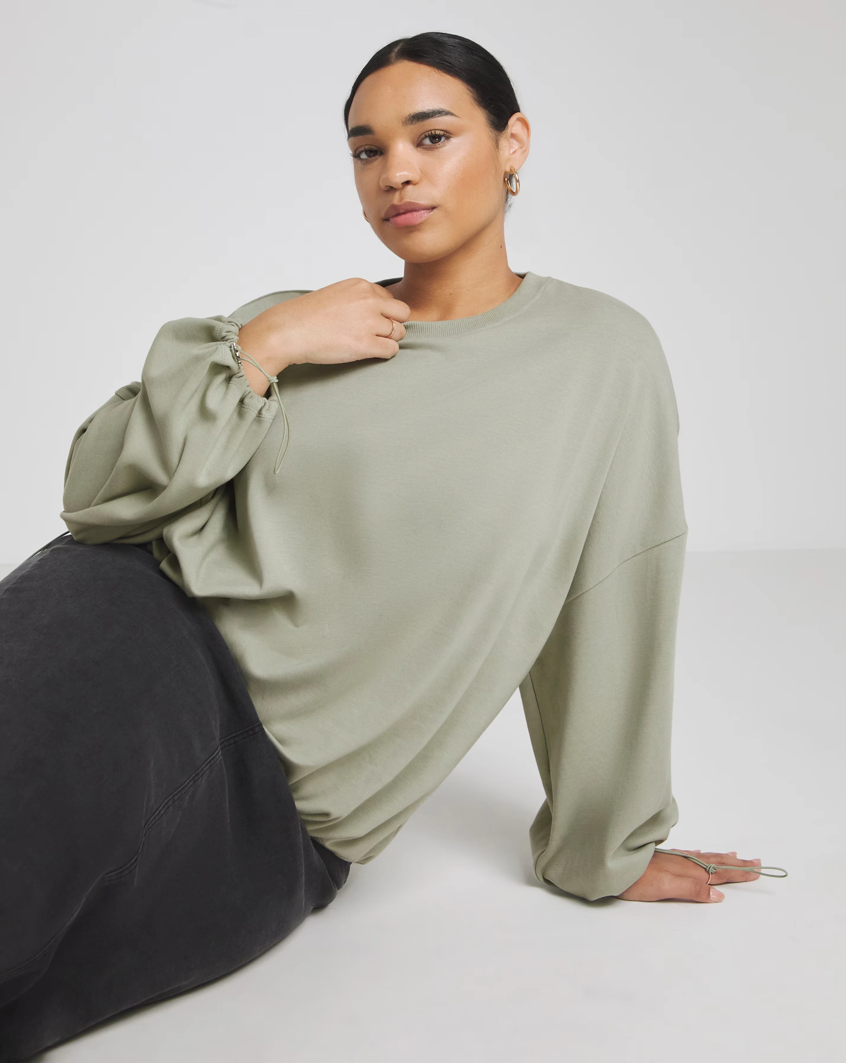 Sage Green Toggle Detail Sweatshirt