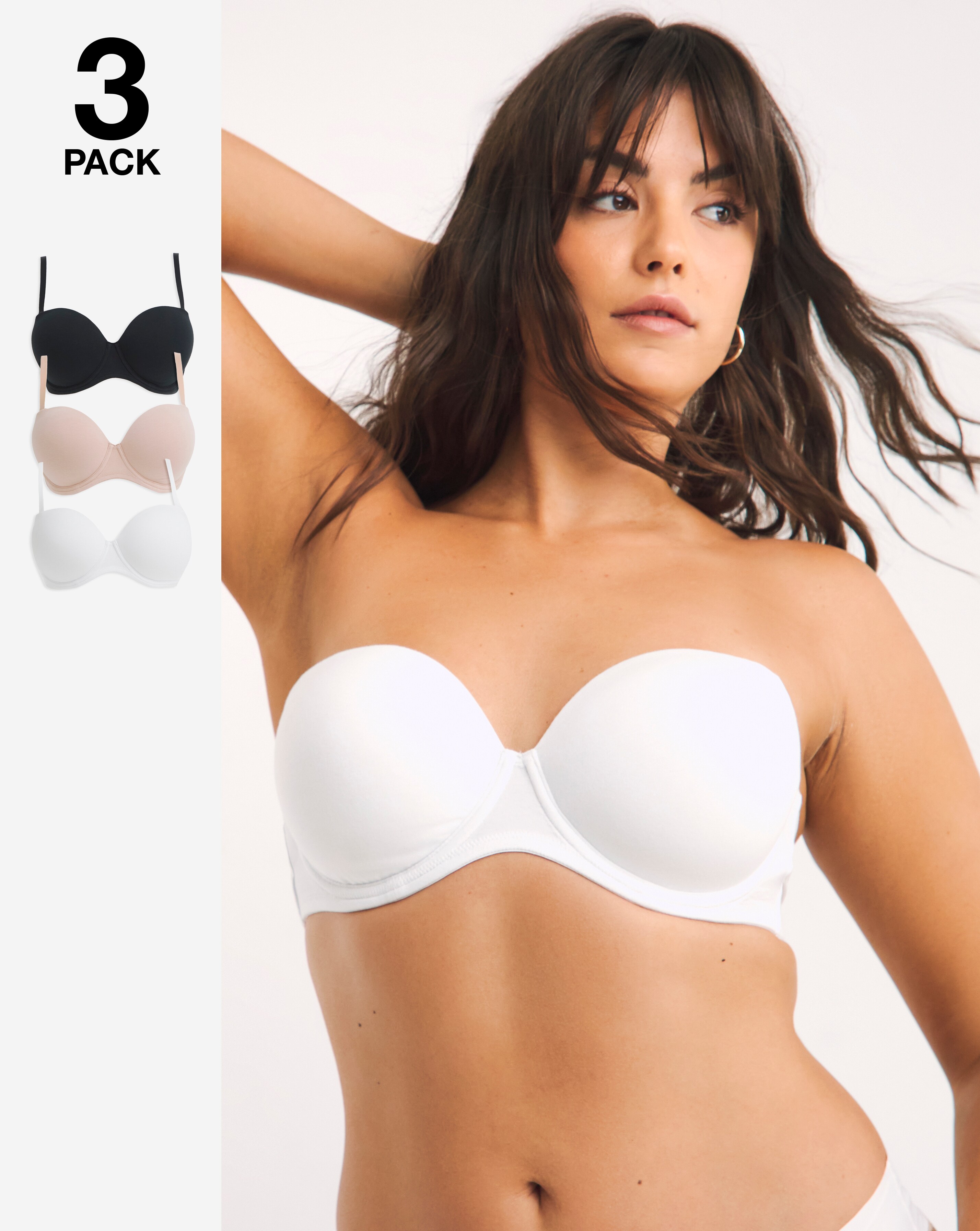 Pretty Secrets (3 Pack) Cotton Multiway Bras (B-F) Black/White/Blush