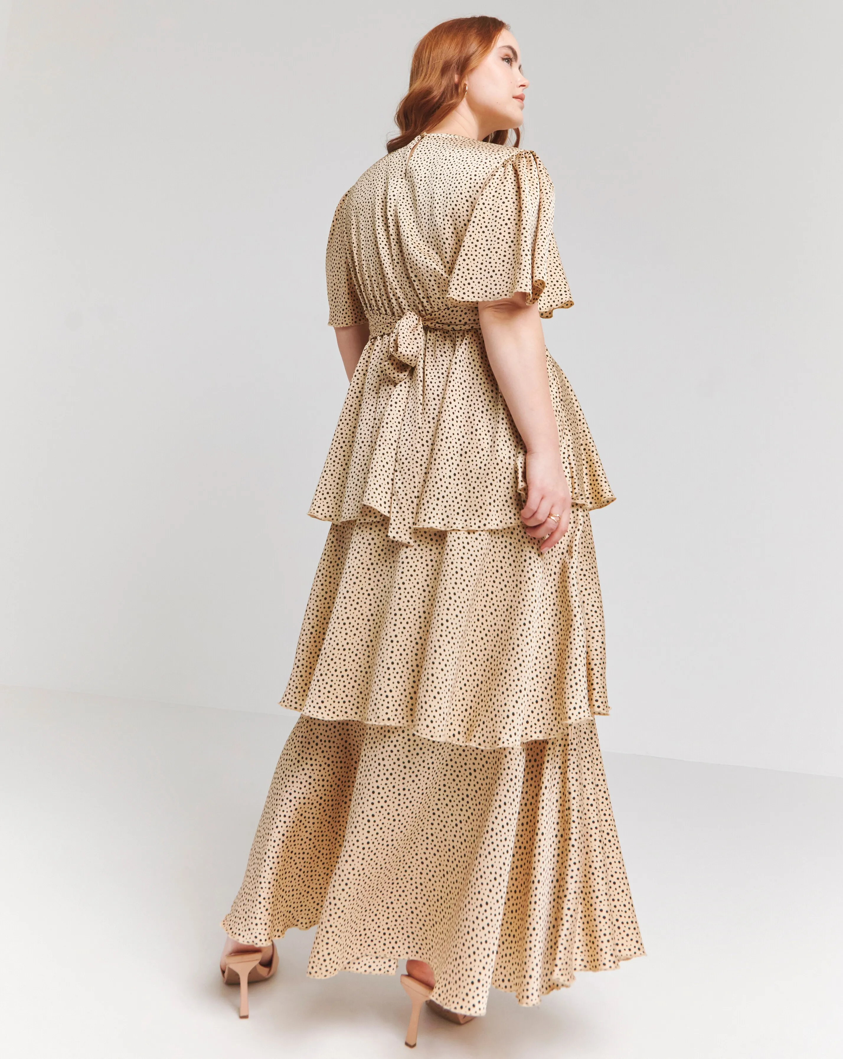 119249-flounce-london-camel-black-spot-satin-tiered-maxi-dress-1.webp