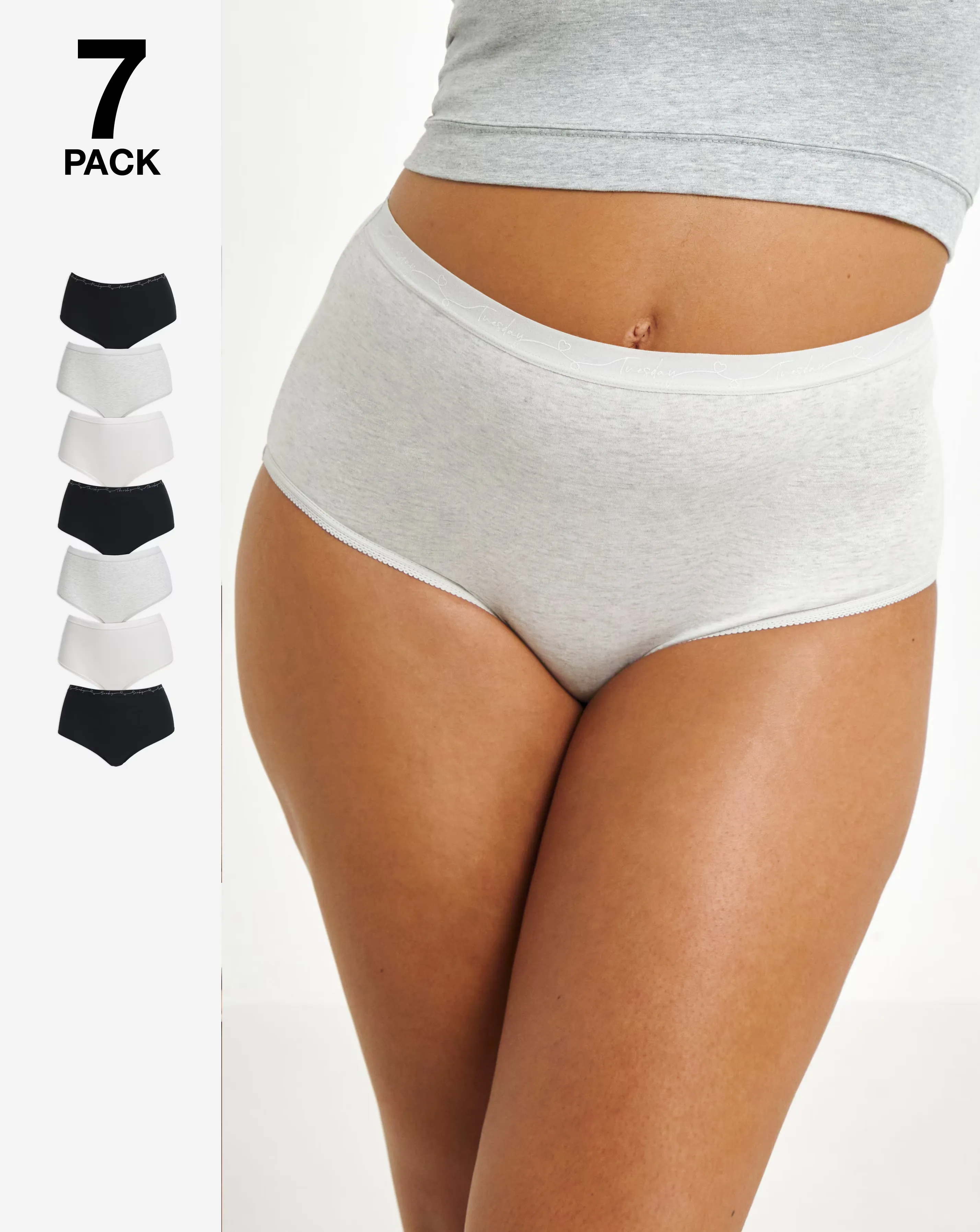 Pretty Secrets (7 Pack) Days Of The Week Cotton Full Brief Knickers Multi