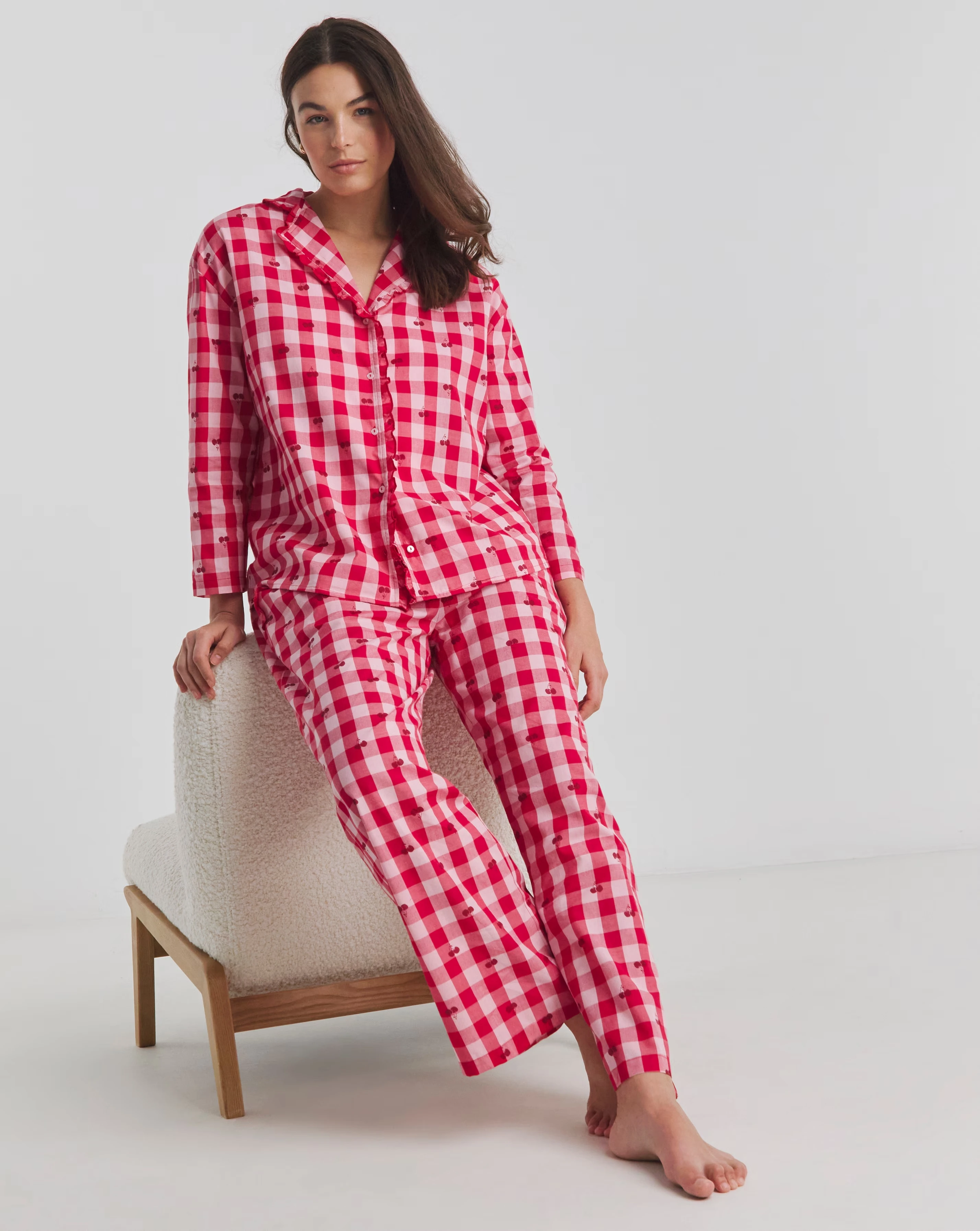 Gingham Cherry Print Cotton Pyjama Set 1 119631-gingham-cherry-print-cotton-pyjama-set-1.webp