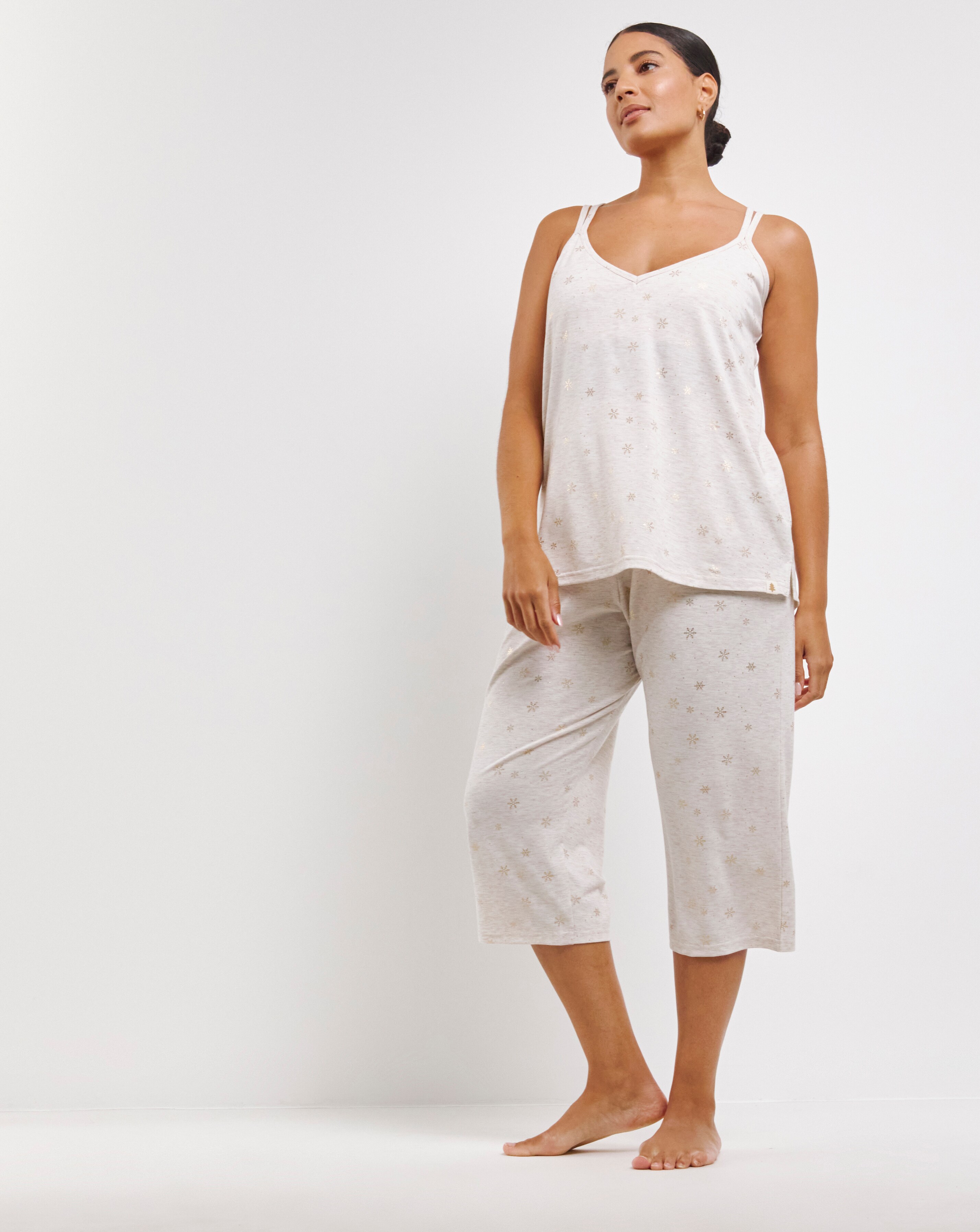 Pretty Lounge Snowflake Fold Top Culotte Pyjama Set