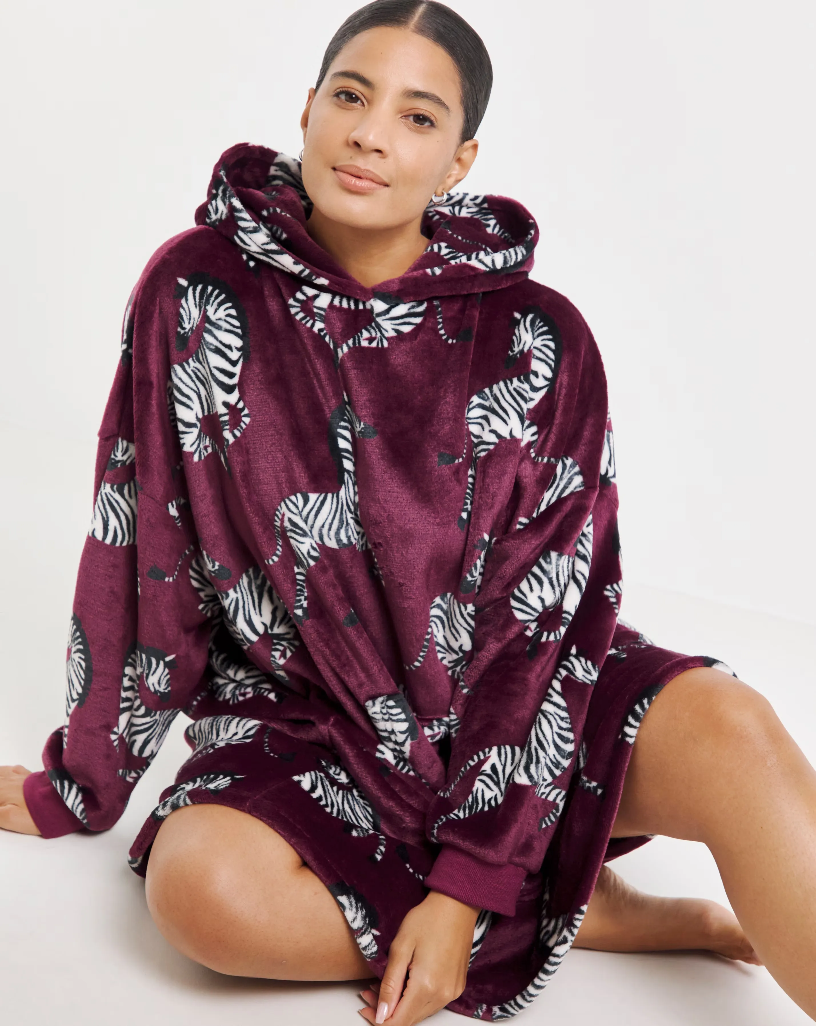 Zebra Print Hooded Lounge Dress