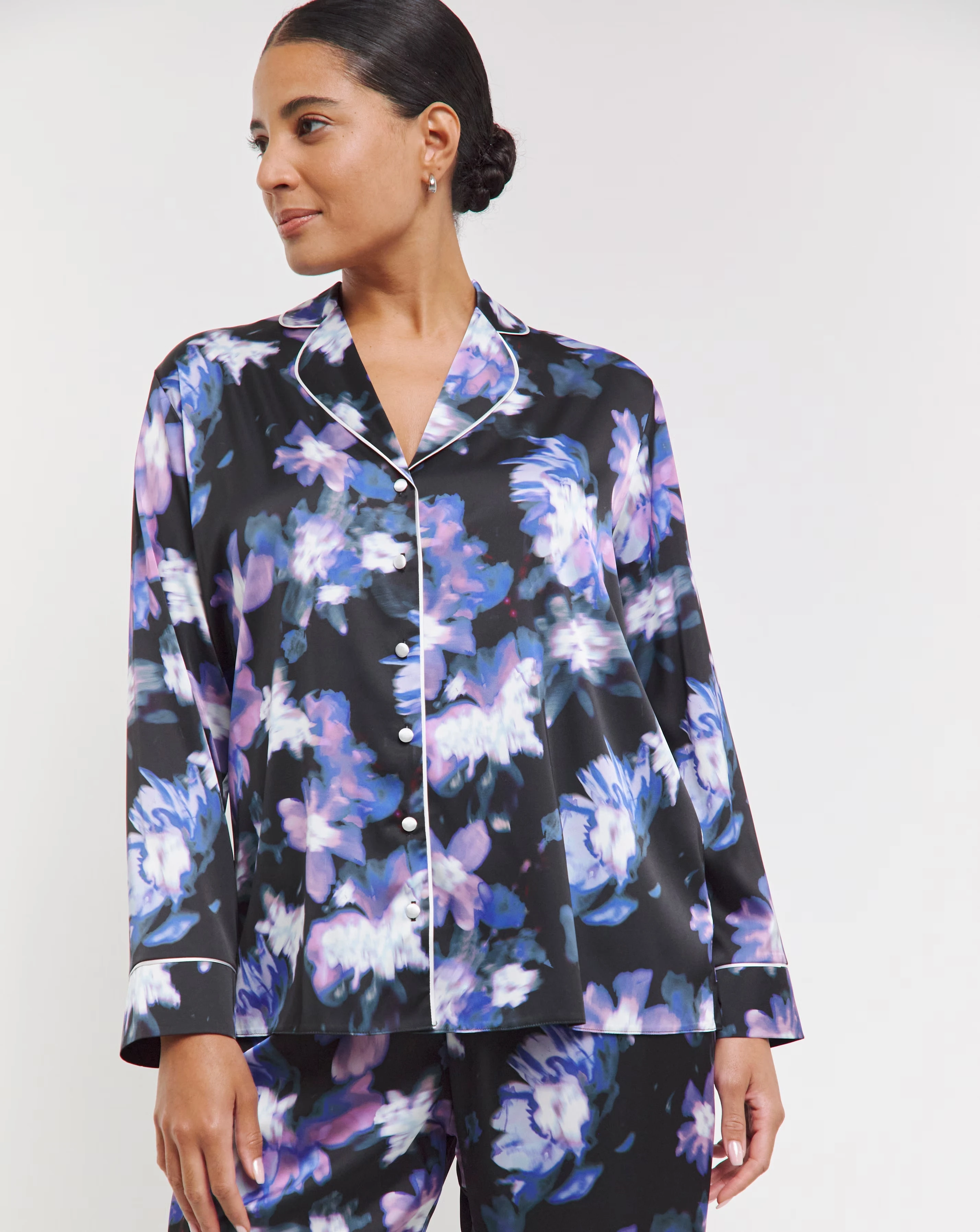 Figleaves Stretch Satin Button Through Pyjama Set