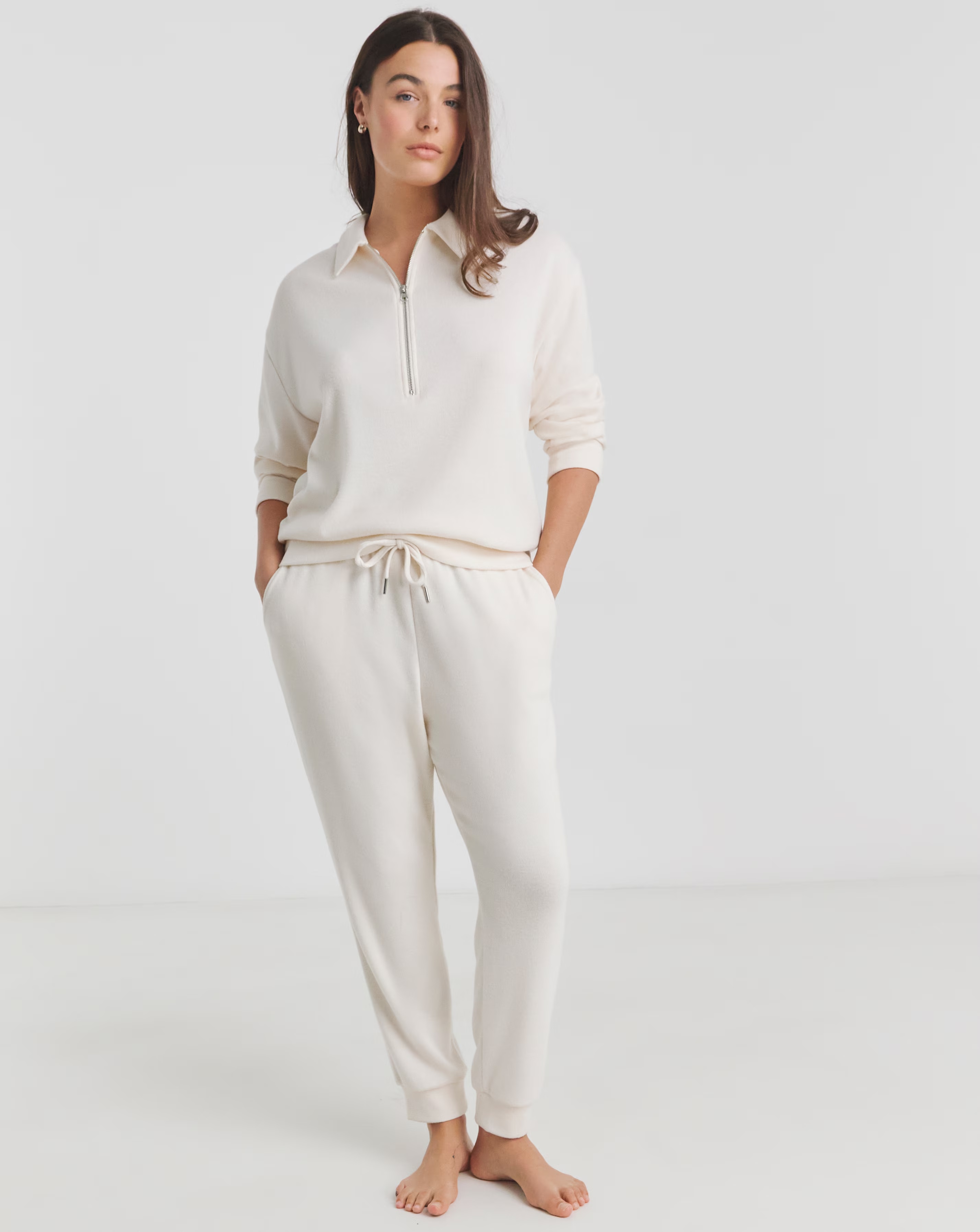 Figleaves Quarter Zip Ribbed Lounge Set