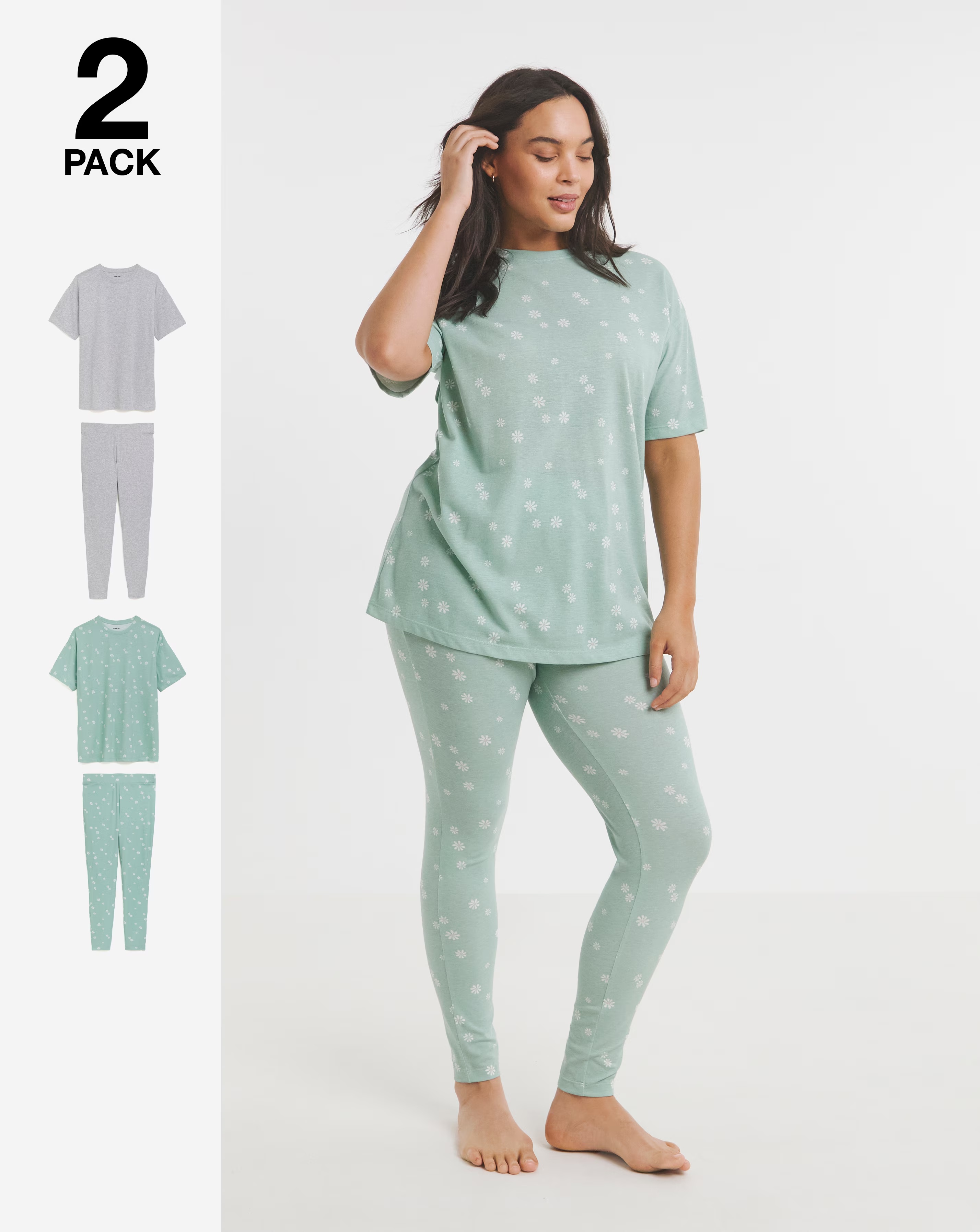 2 Pack Value Pyjama Legging Sets Floral