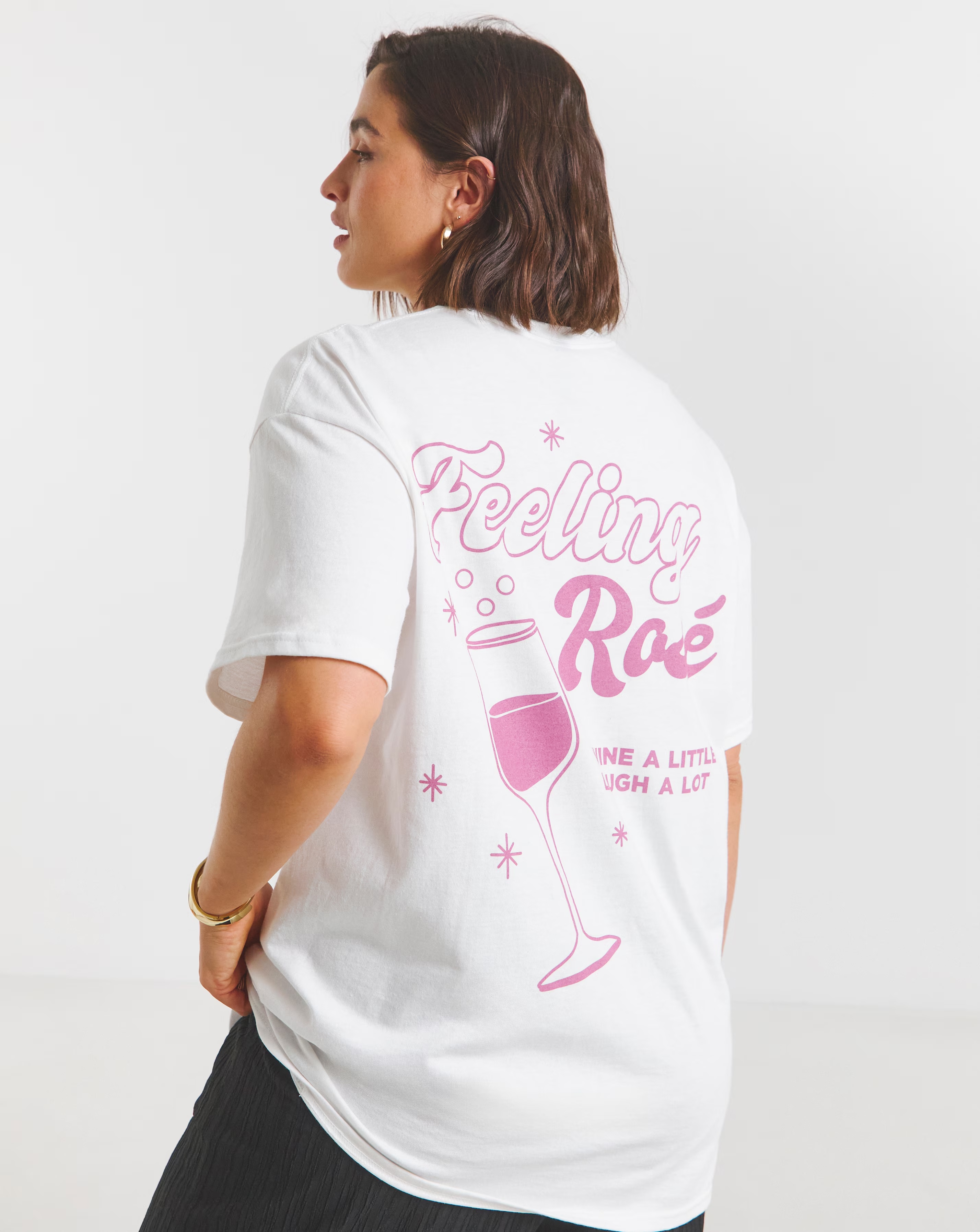 Simply Be White Feeling Rose Graphic T-Shirt