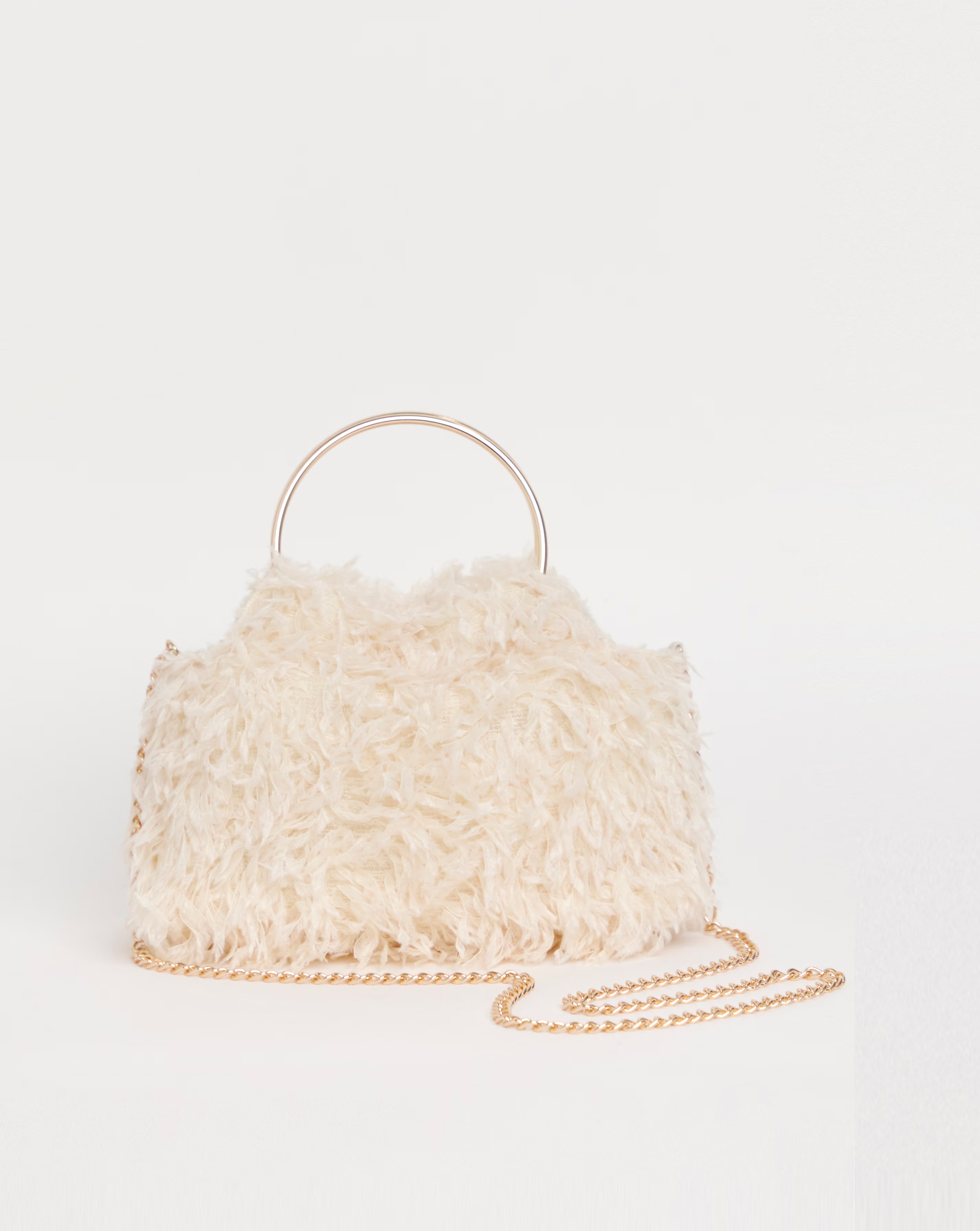 Joanna Hope Faux Feather Grab Clutch Bag