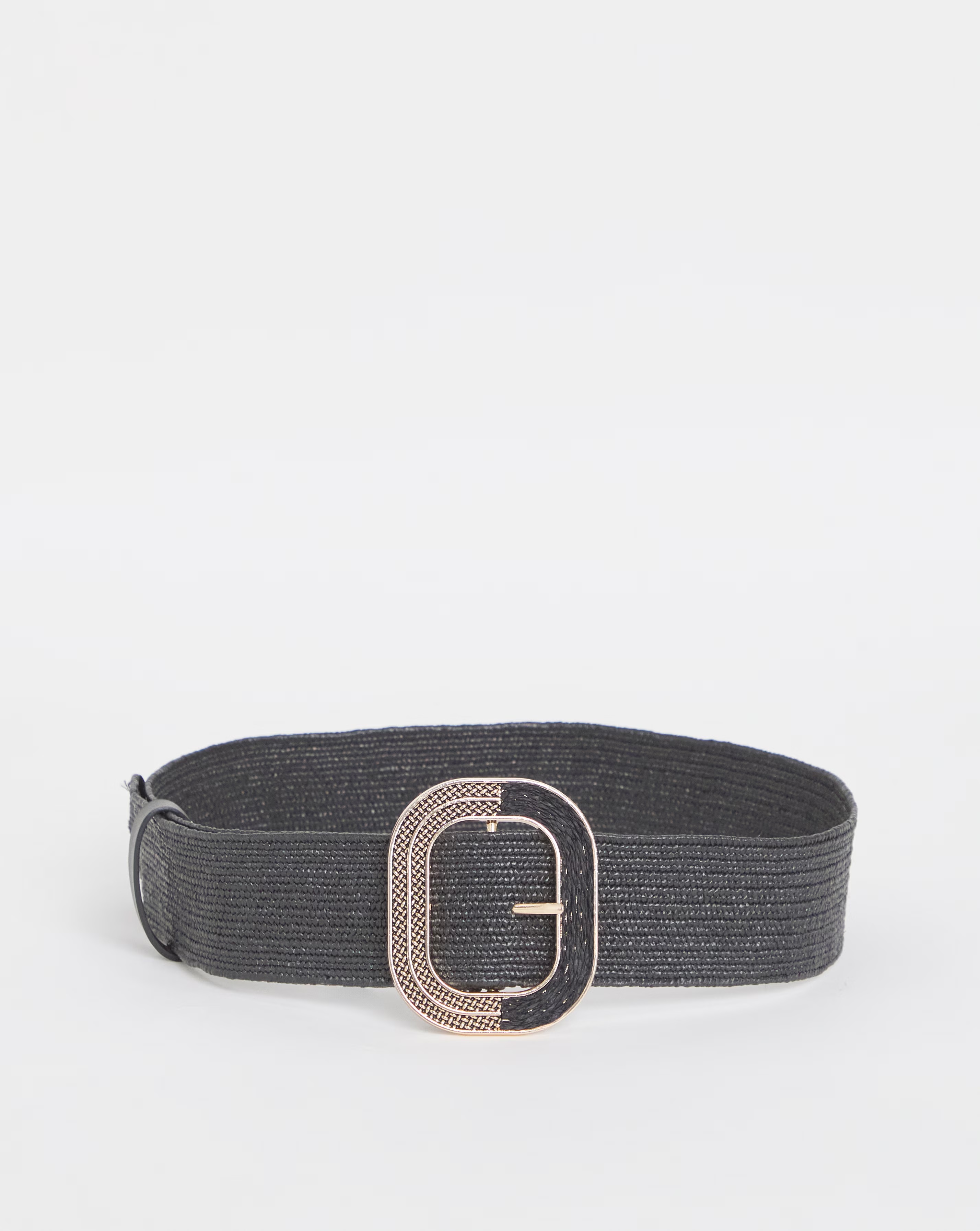 Black Raffia Stretch Belt