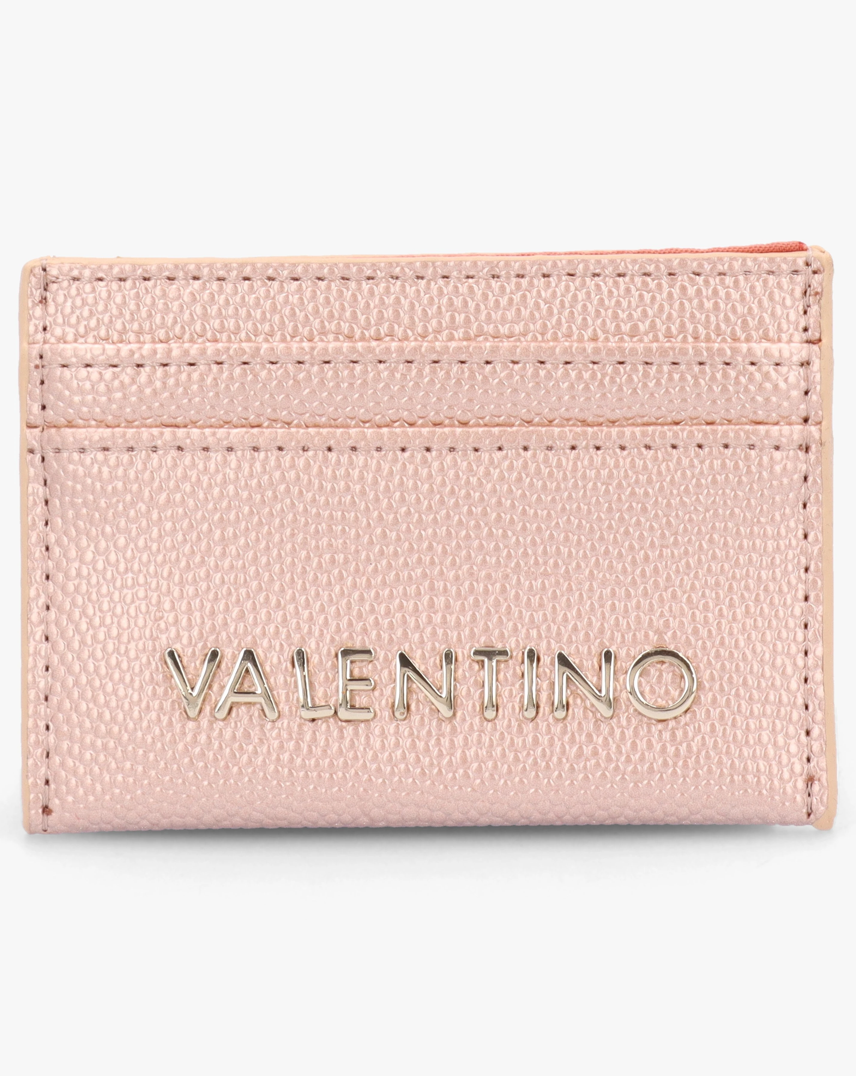 Valentino Bags Divina Rose Gold Pebbled Card Case