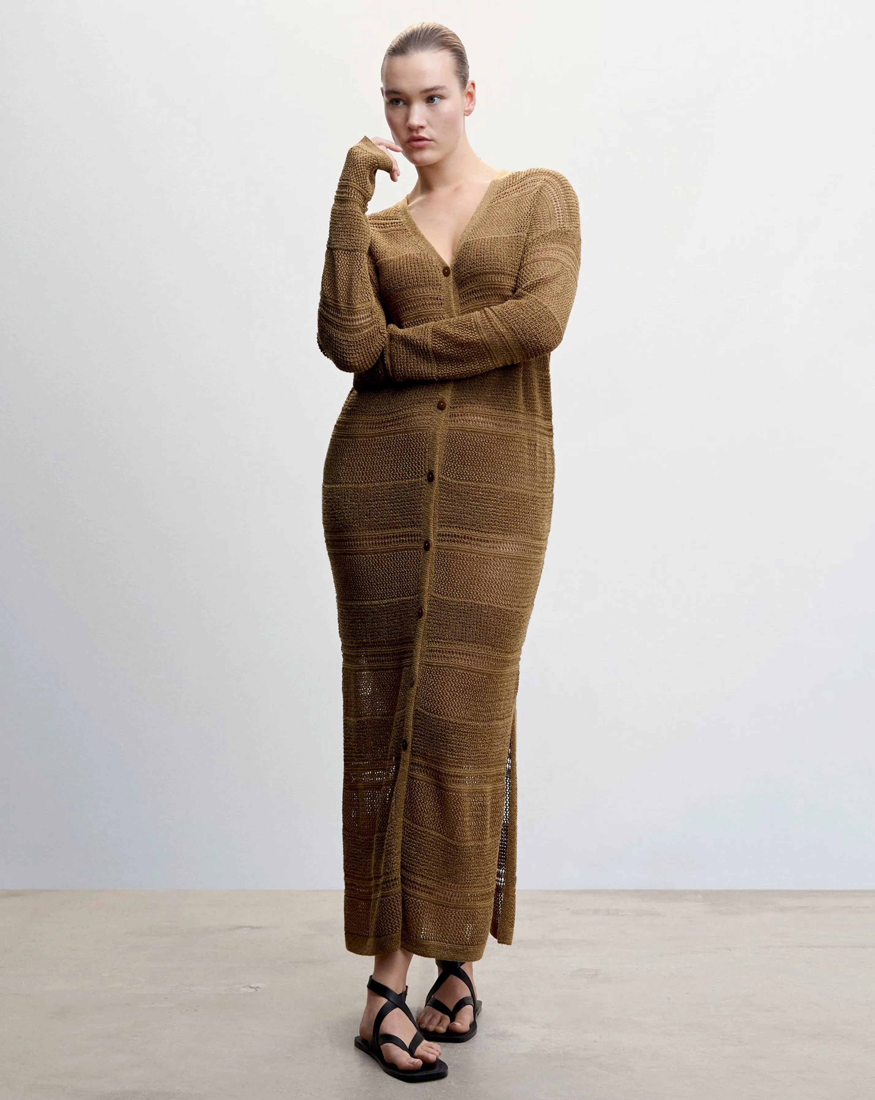 Mango Side Slit Cardigan