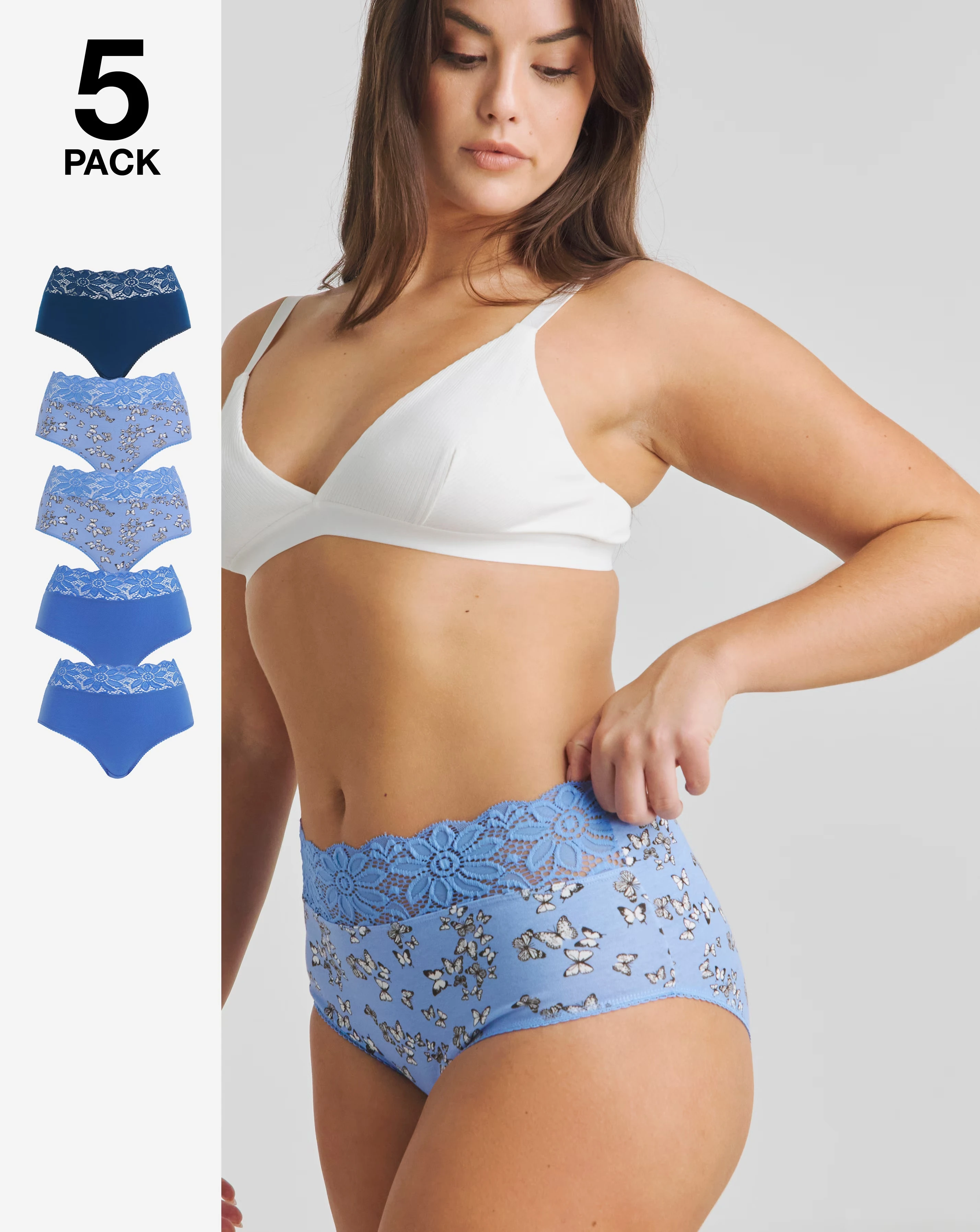 Pretty Secrets (5 Pack) Lace Top Full Brief Knickers Butterfly 1 12653-pretty-secrets-5-pack-lace-top-full-brief-knickers-butterfly-1.webp