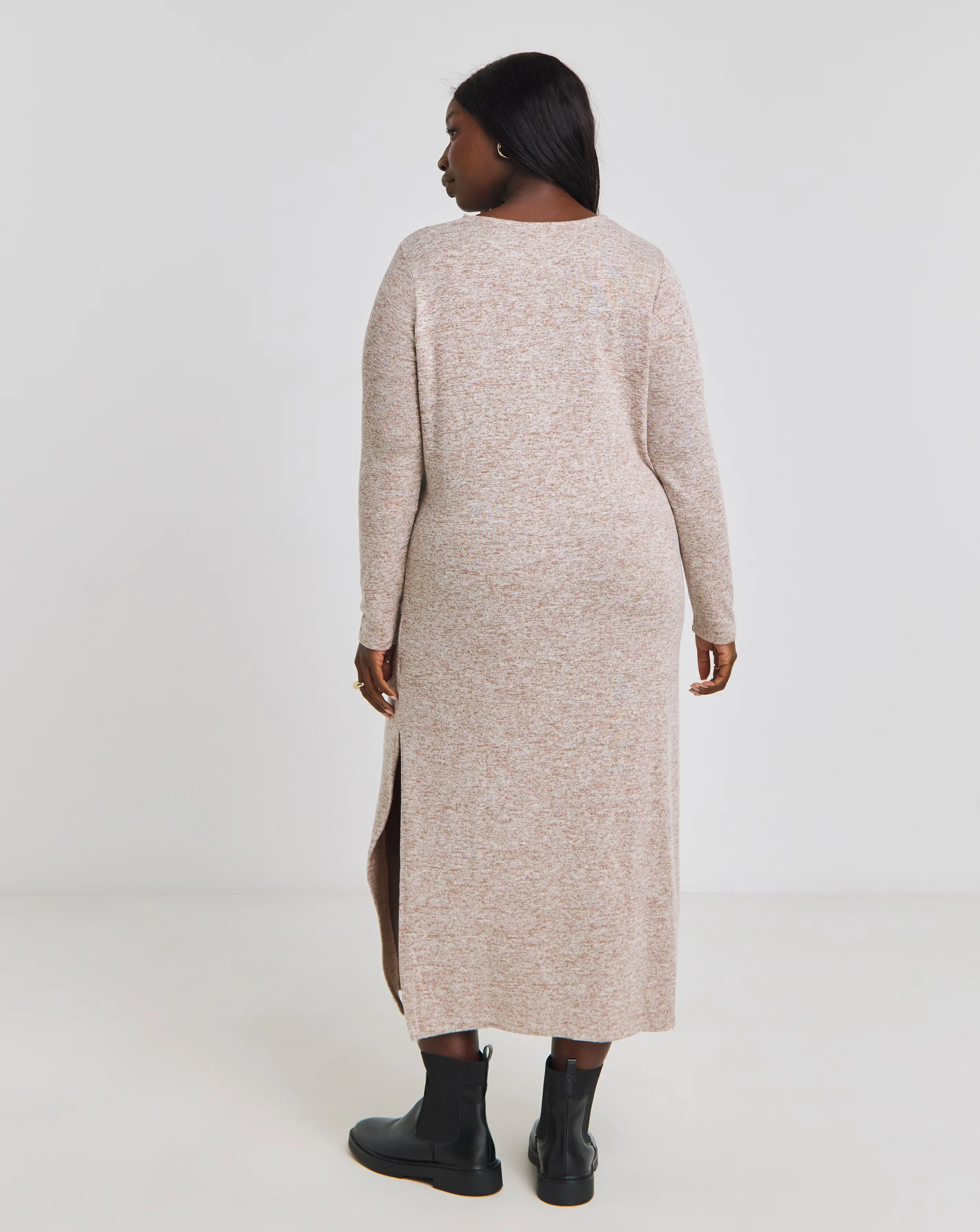 Beige Marl Cosy Maxi Column Dress