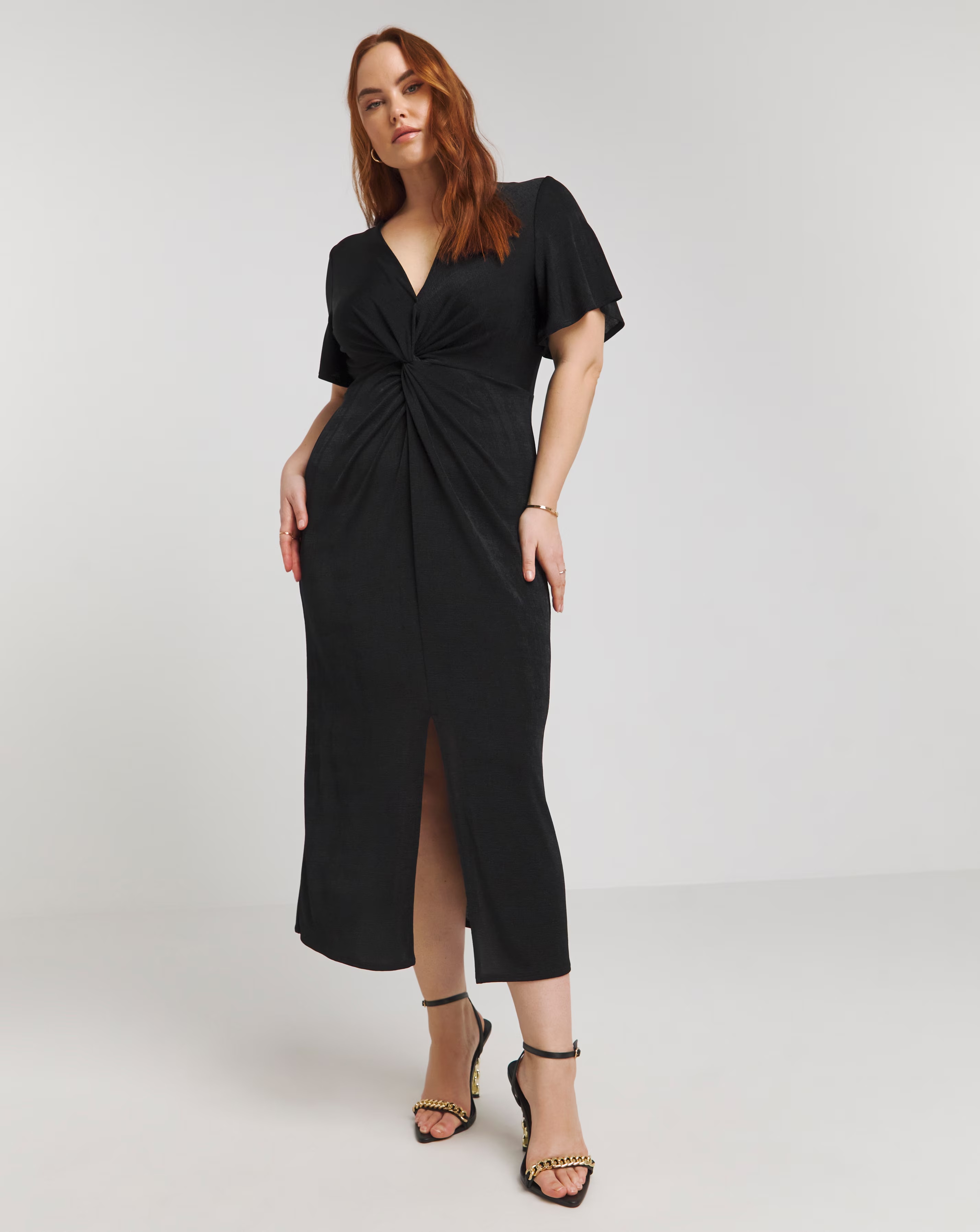 Black Slinky Short Sleeve Knot Front Midaxi Dress 1 127474-black-slinky-short-sleeve-knot-front-midaxi-dress-1.jpg