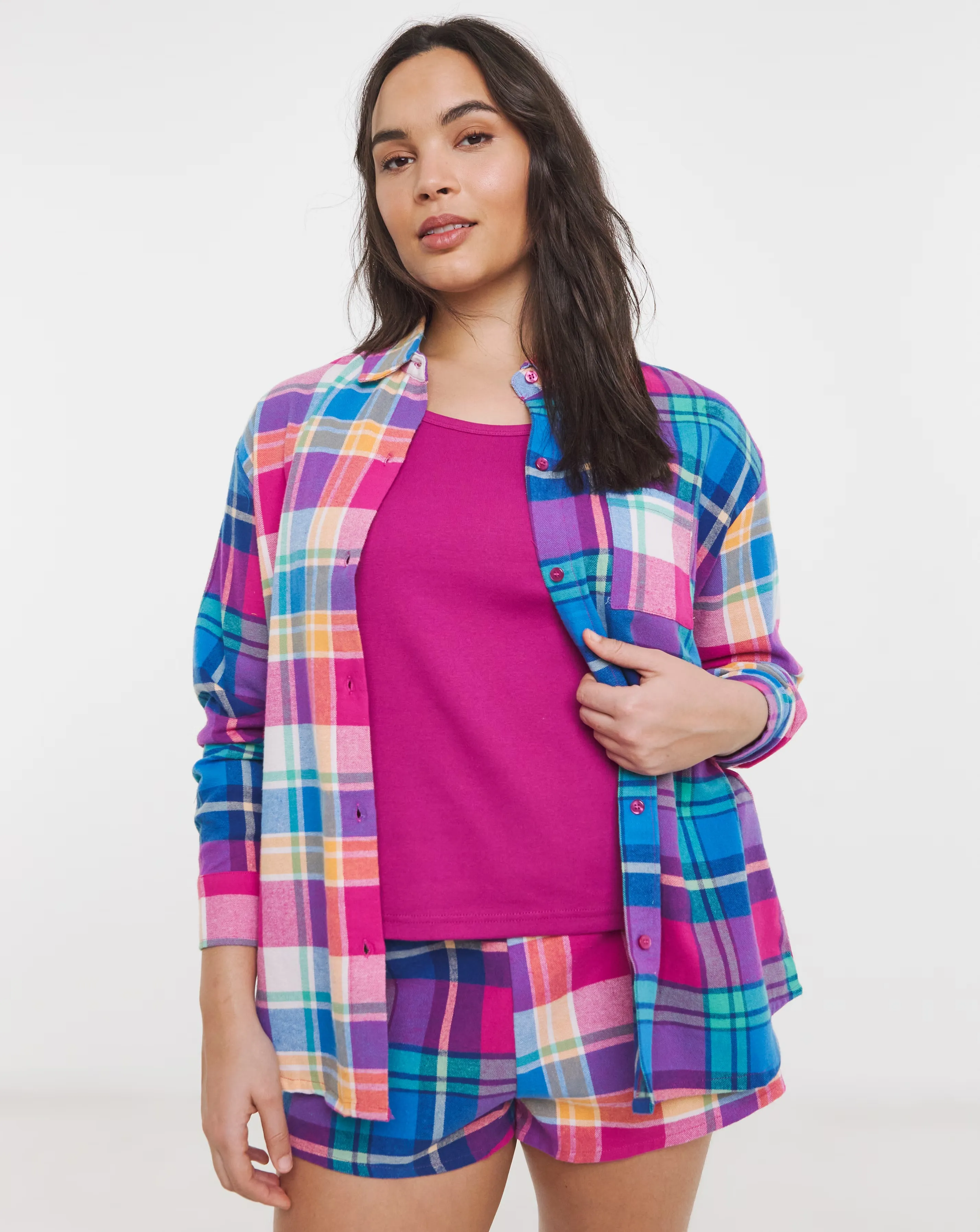 Cotton Rich 3 Piece Flannel Pyjama Shortie Set