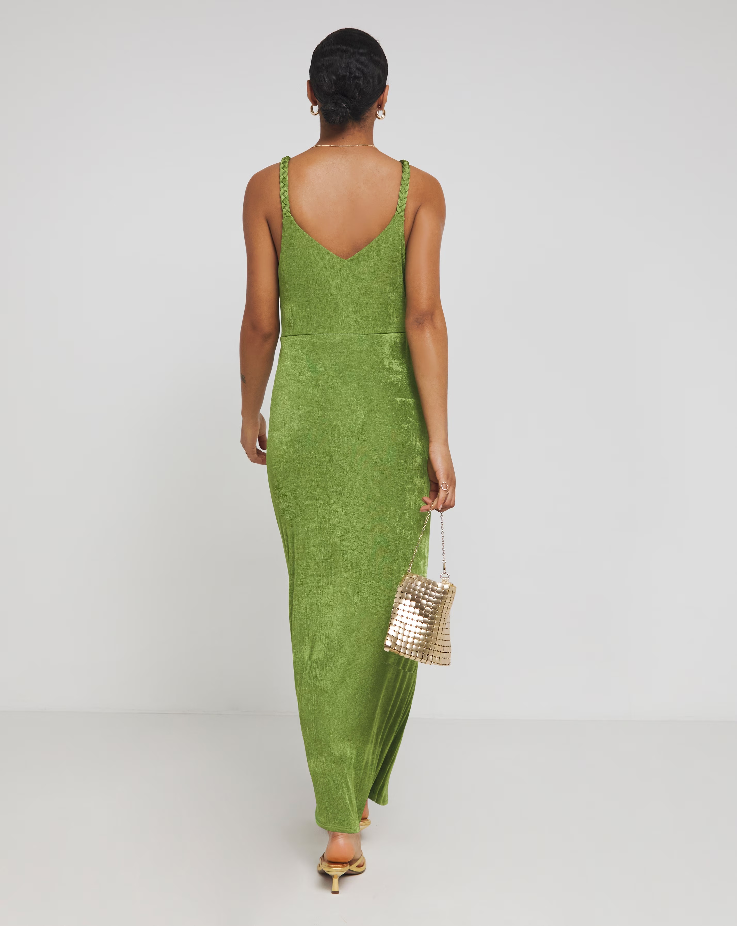 129409-green-slinky-knot-detail-plait-strap-midaxi-dress-1.webp