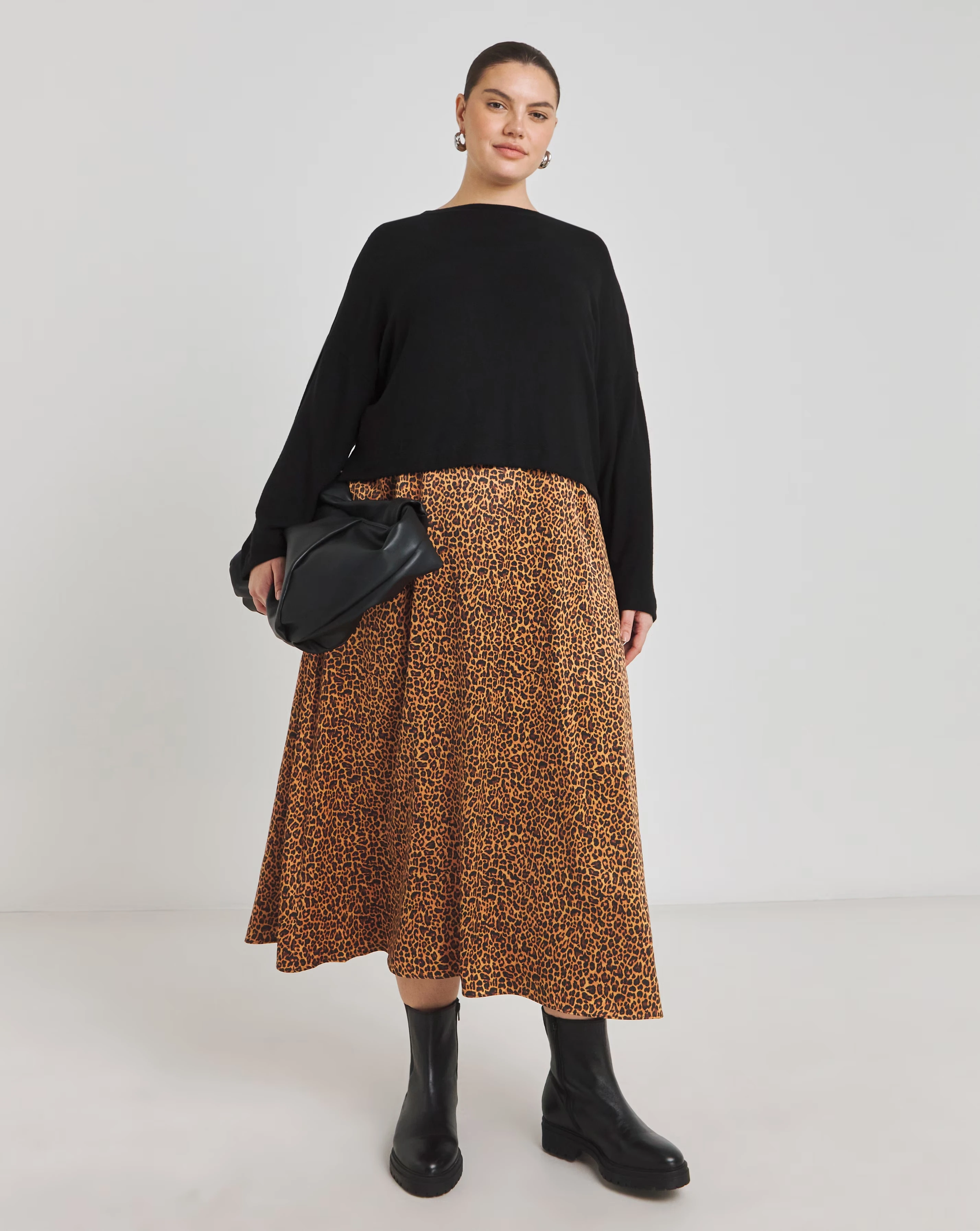 2 in 1 Leopard Print Slip Dress With Black Top