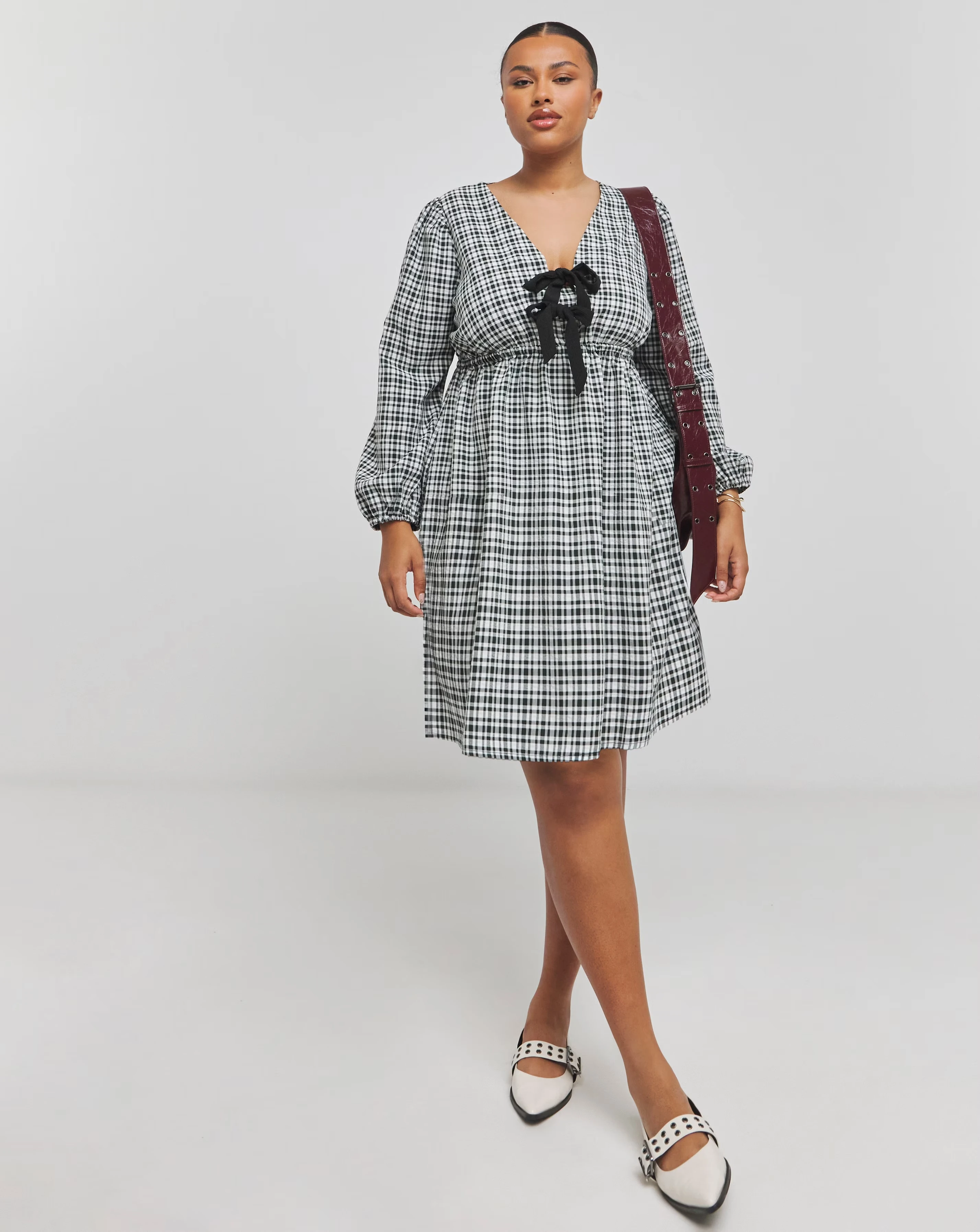 Mono Check Bow Detail Skater Dress 1 130171-mono-check-bow-detail-skater-dress-1.webp
