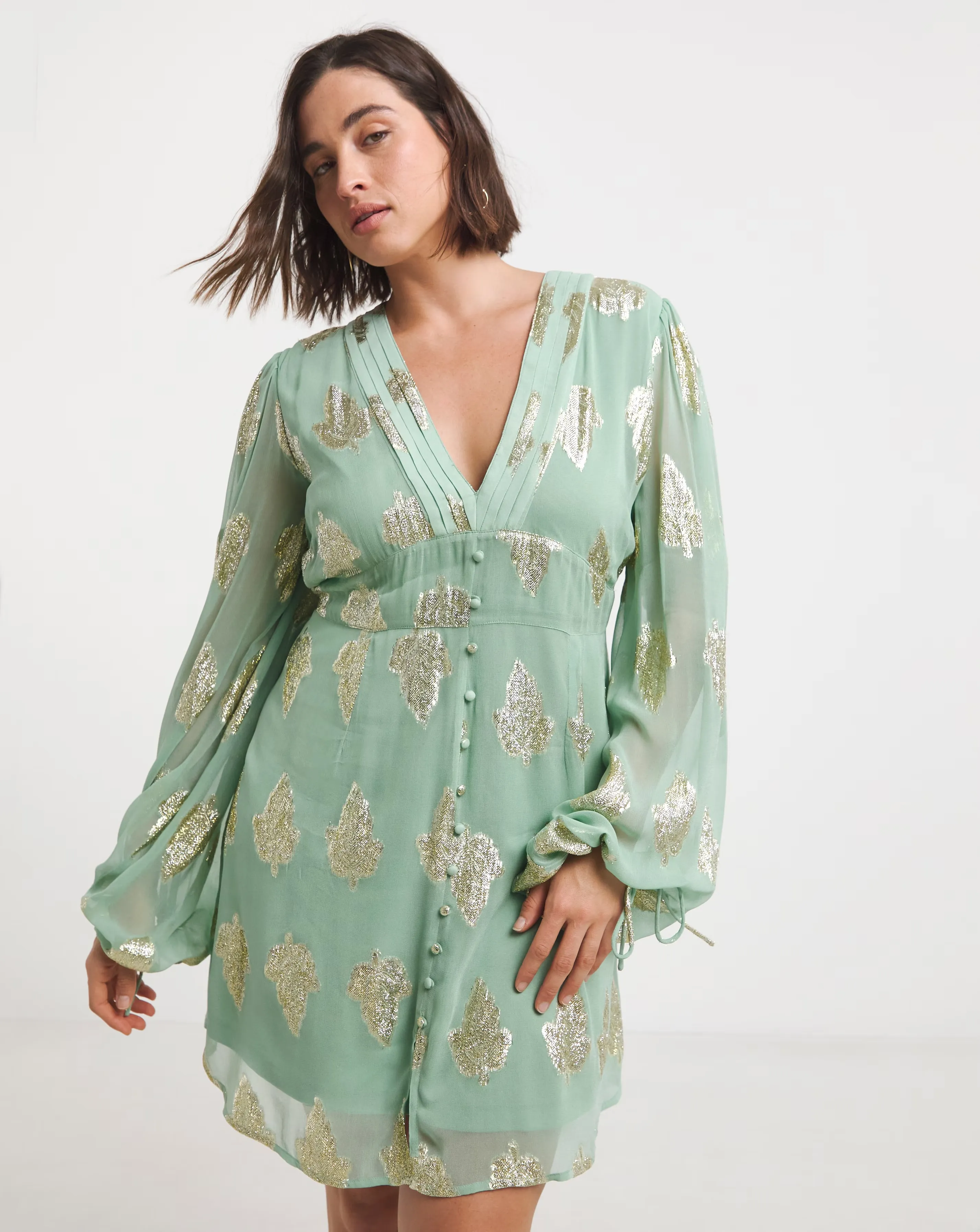 Simply Be Sage Jacquard Skater Dress