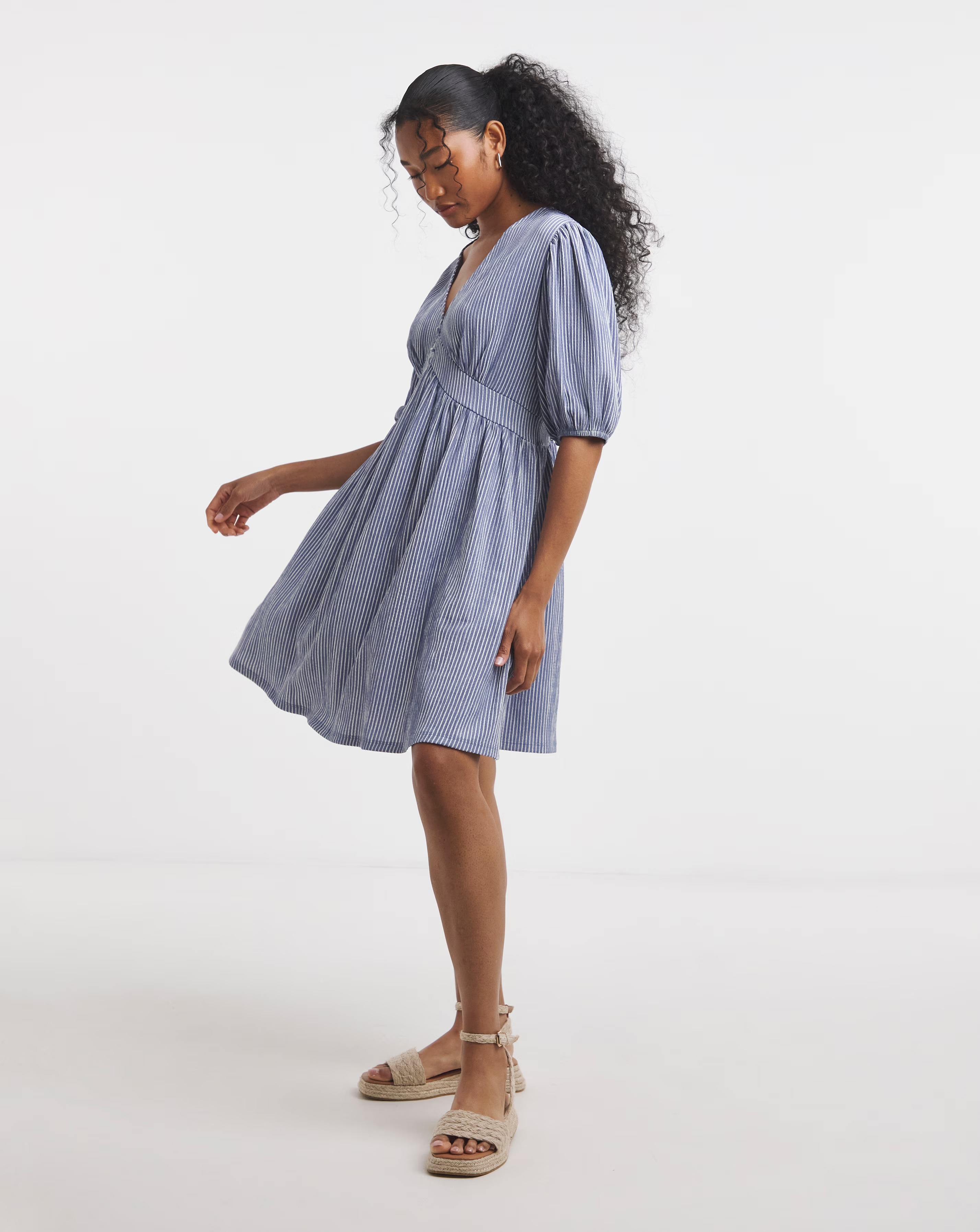Blue Stripe Waffle Waist Detail Skater Dress 1 132618-blue-stripe-waffle-waist-detail-skater-dress-1.jpg