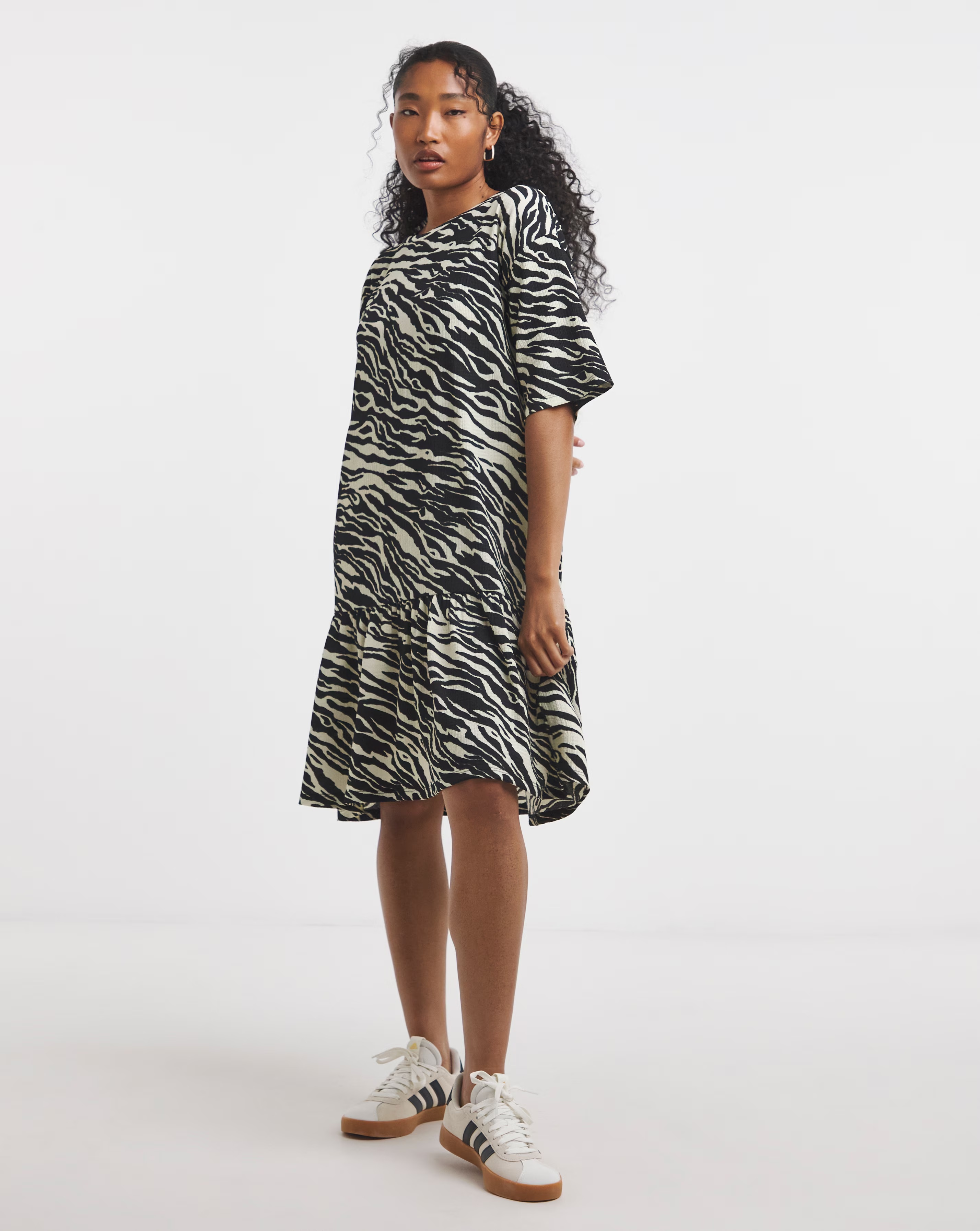Simply Be Zebra Print Textured Jersey Drop Hem Smock Dress