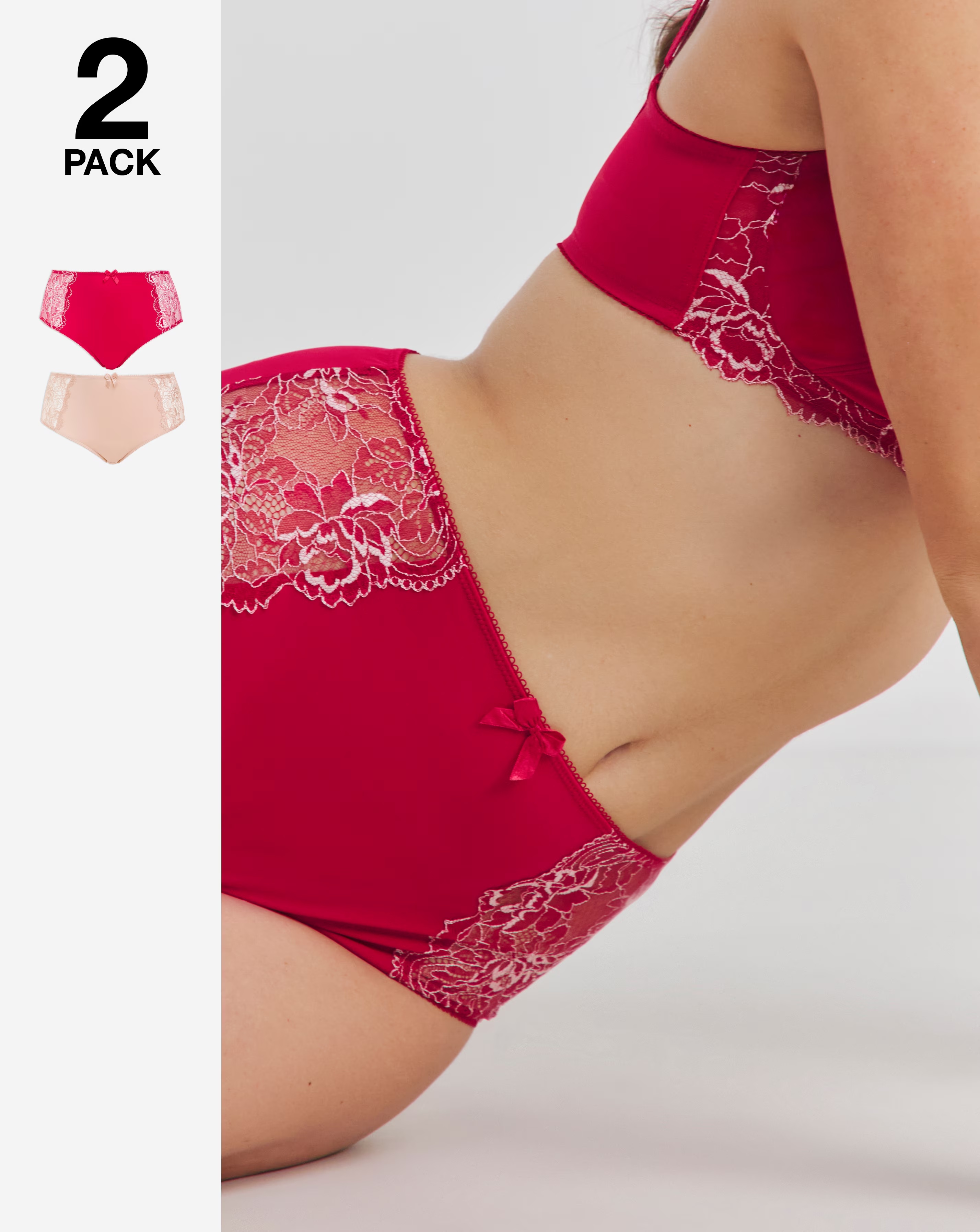 Pretty Secrets (2 Pack) Ella Lace Brief Knickers Pink Multi 1 13528-pretty-secrets-2-pack-ella-lace-brief-knickers-pink-multi-1.jpg