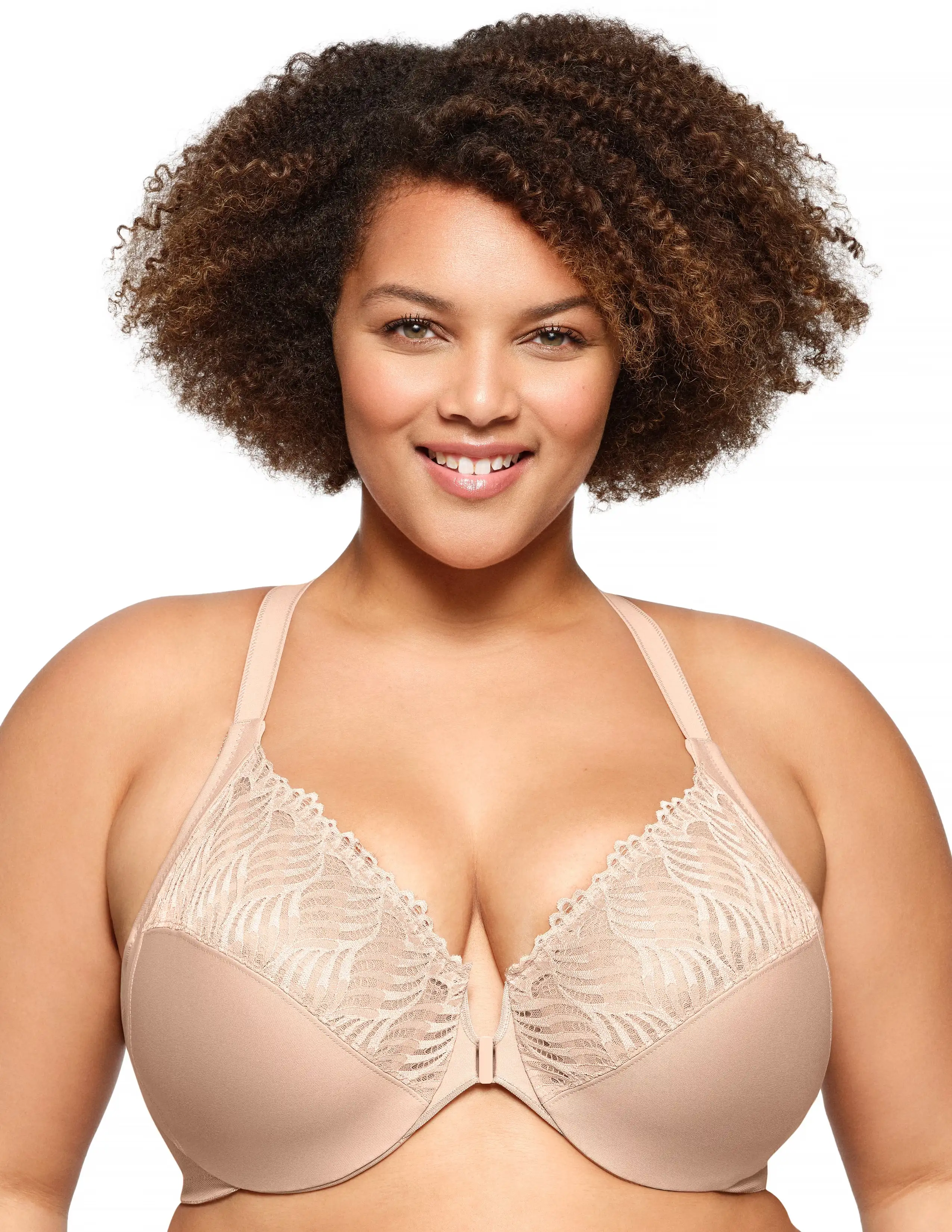 Glamorise Plus Size Front-Fastening T-Back WonderWire 1246